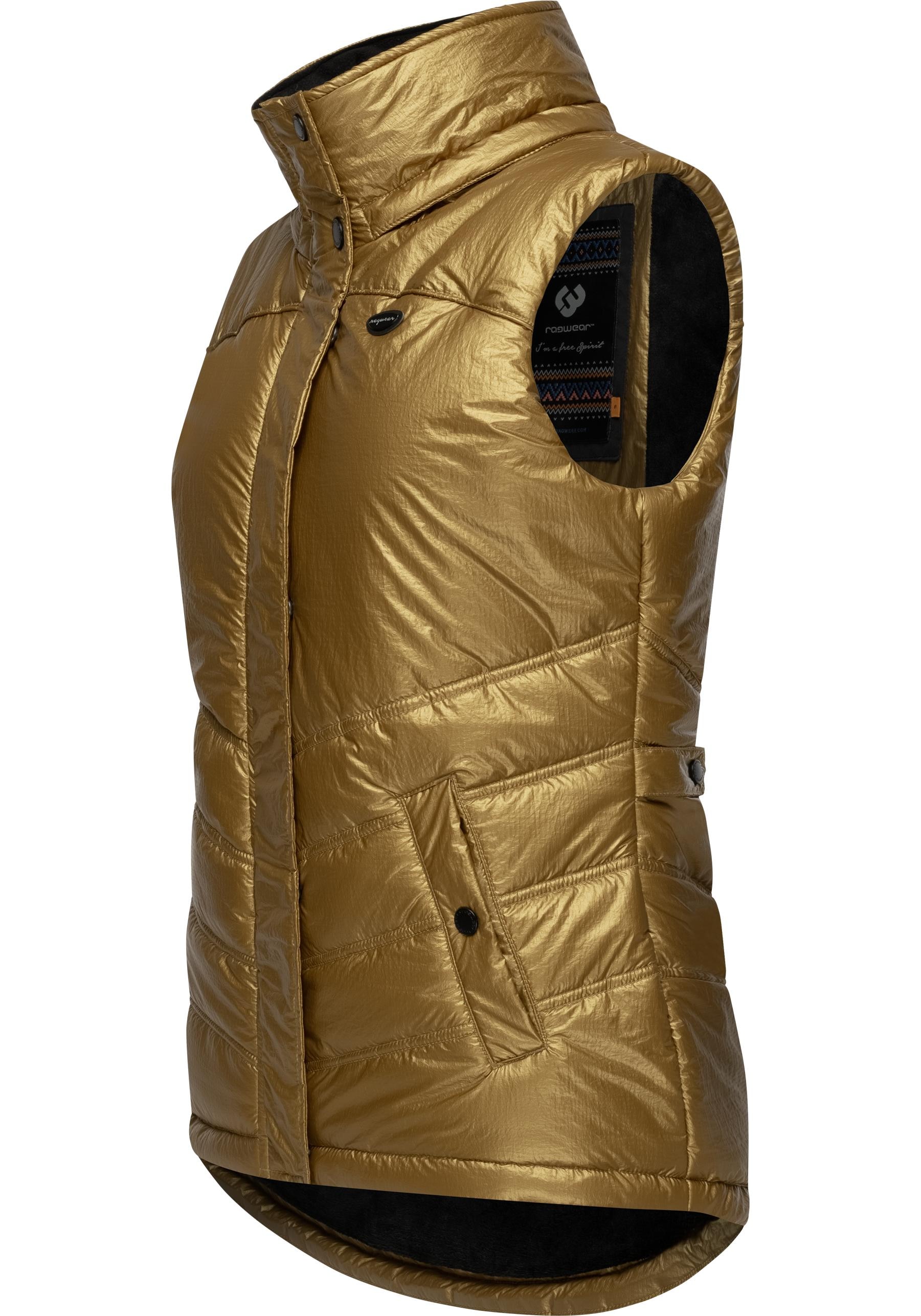 Ragwear Steppweste »Hesty Bling«, Wasserdichte Outdoor-Weste mit abnehmbarer Kapuze