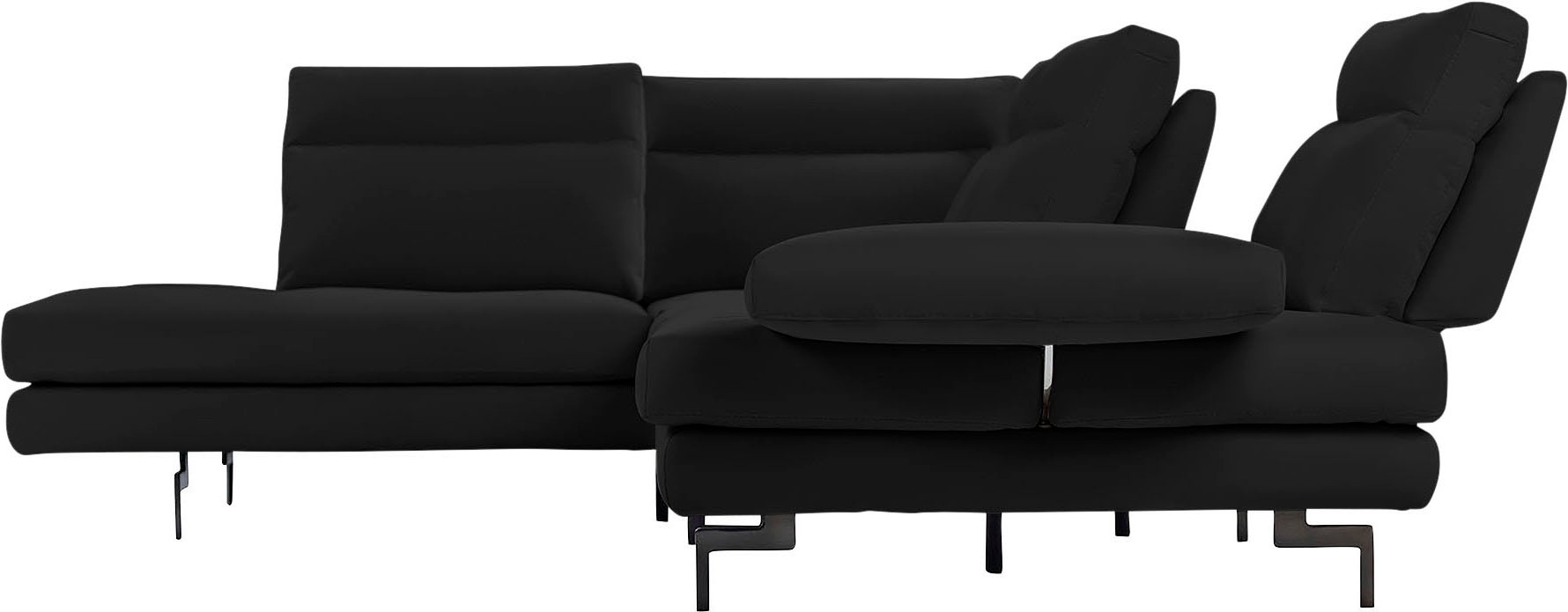 CALIA ITALIA Ecksofa »Toby Wing, L-Form, Designsofa mit sensationellem Sitzkomfort«, Sitztiefenverstellung, funktionale Ecke, Füße in schwarz matt
