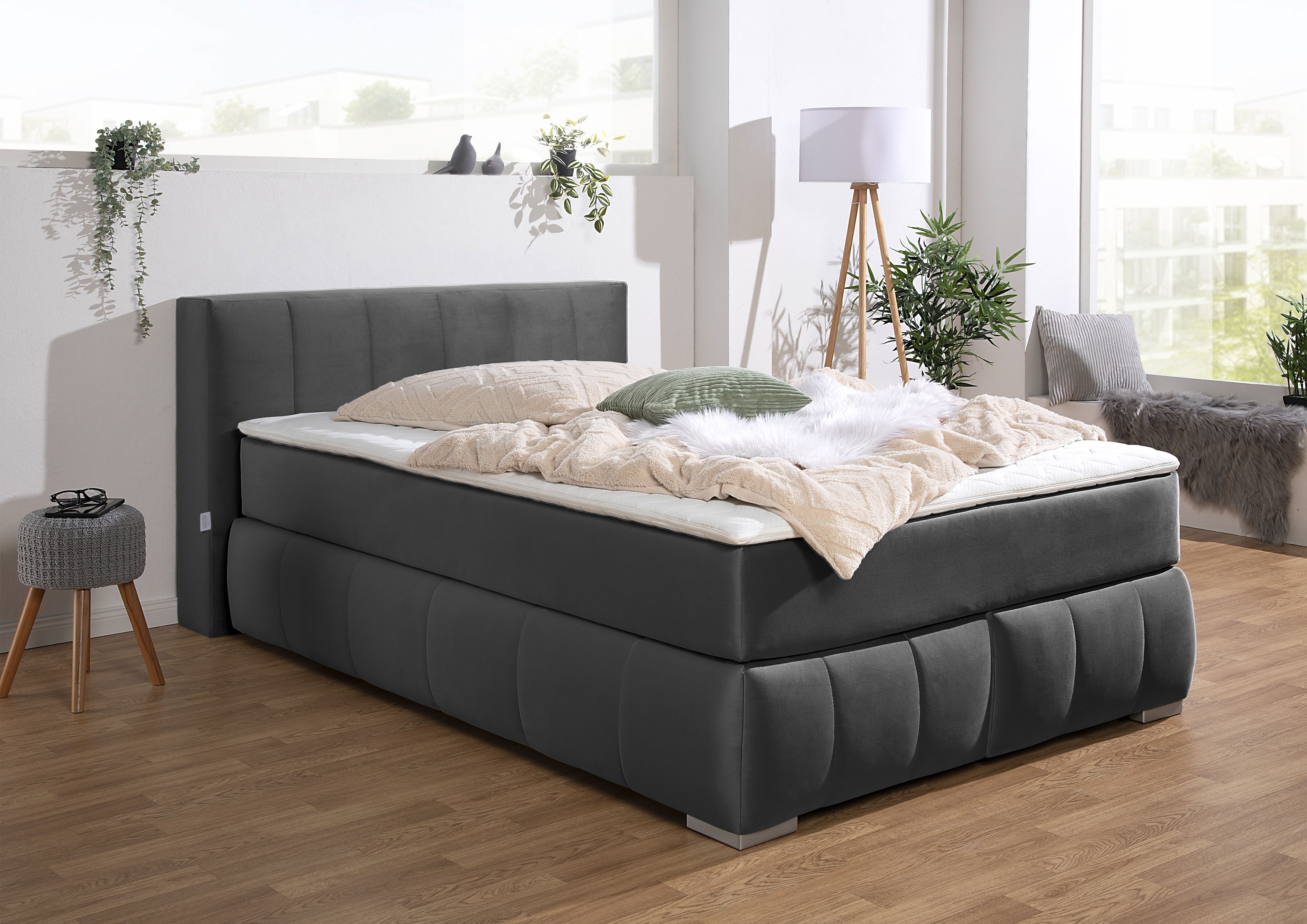Thumbnail - Guido Maria Kretschmer Home&Living Boxspringbett "Chelles", inkl. Topper, in XXL- Überlänge 220 cm, Unterbox mit feine W...
