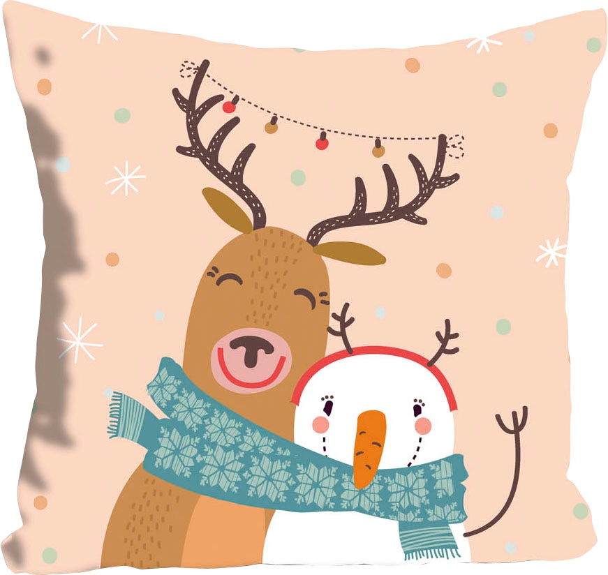 queence Dekokissen "Noel" mit einem Rentier und Schneemann günstig online kaufen