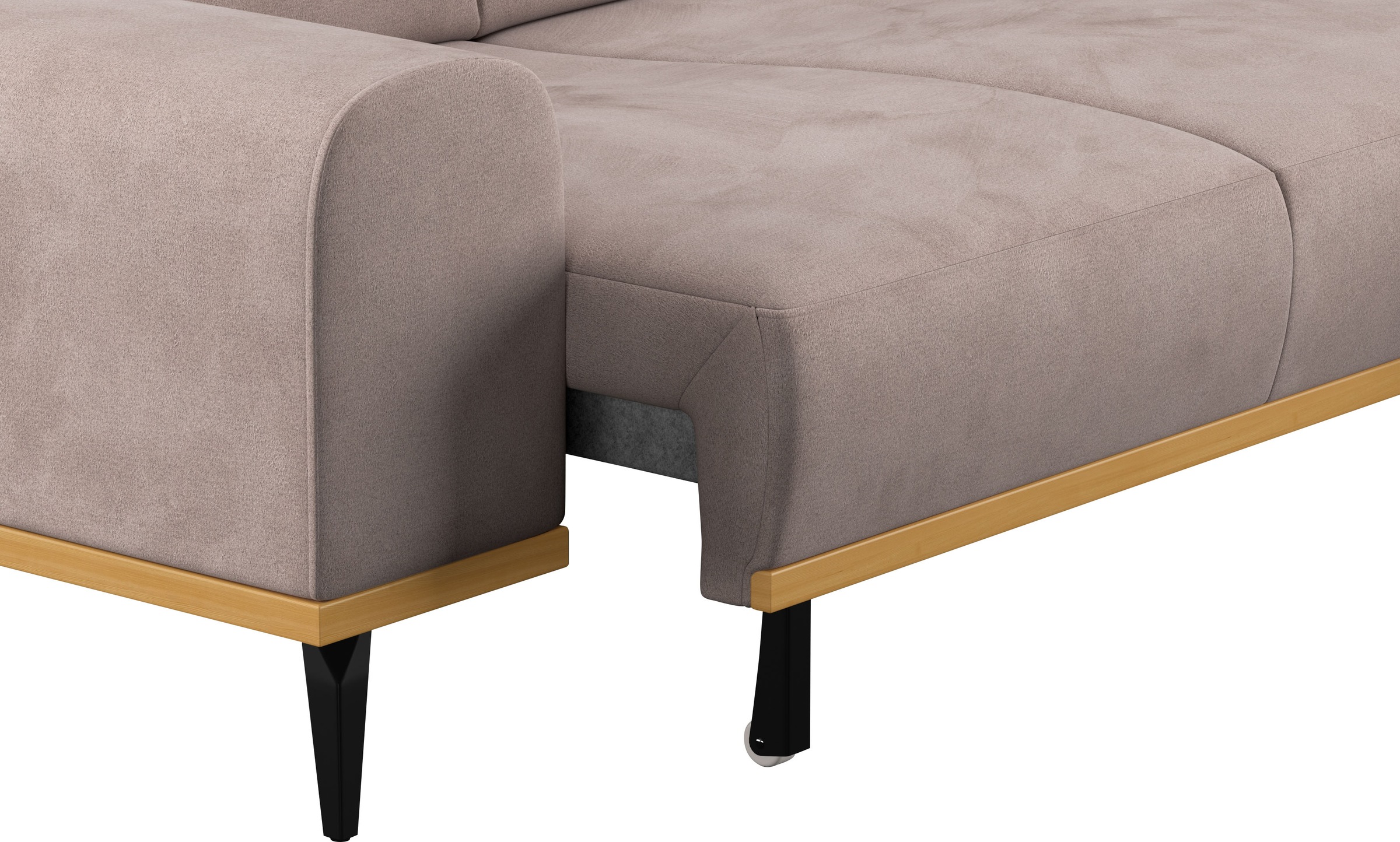 Places of Style Ecksofa »Carlo L-Form«, mit Kopfteilverstellung & Holz-Rahmenoptik, wahlweise Relaxfunktion