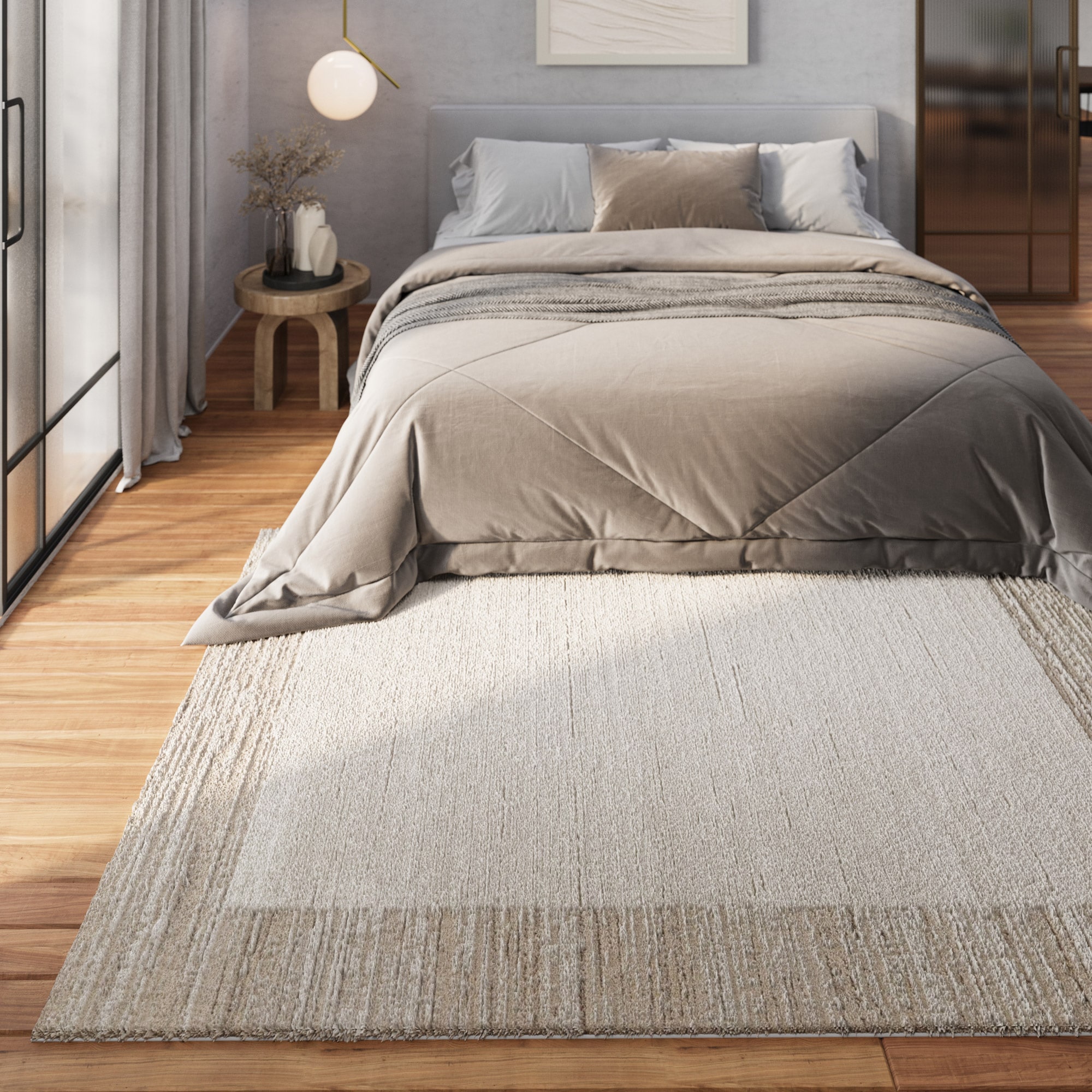 Wecon home Teppich »Thorben«, rechteckig, 18 mm Höhe, Gewebt, pflegeleicht, meliertes Design, Bordüre, Scandi, Wohnzimmer