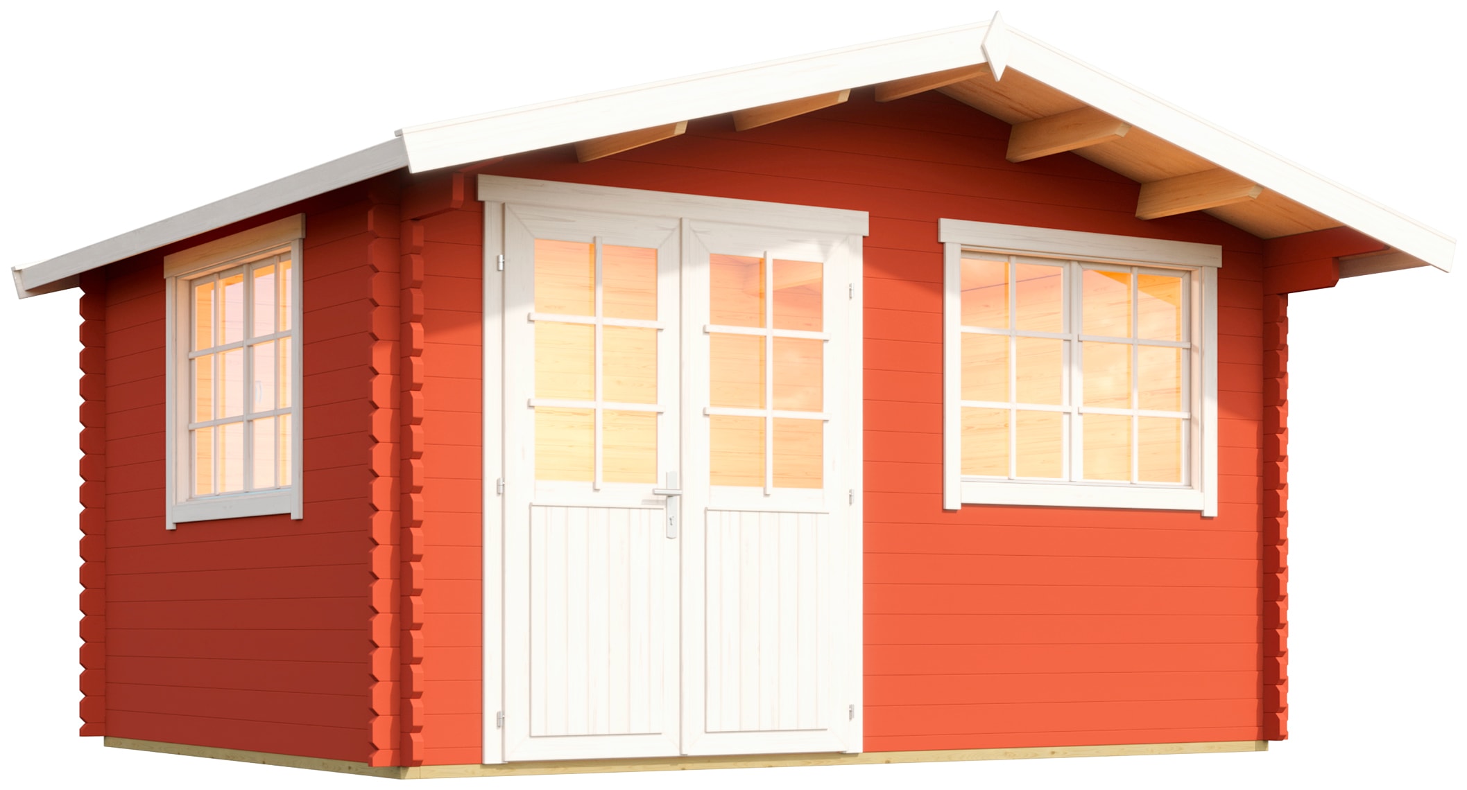 LASITA MAJA Gartenhaus »Norderney 2«, Blockbohlenhaus 40 mm, Fundamentmass 3900 x 3000, Schwedenrot