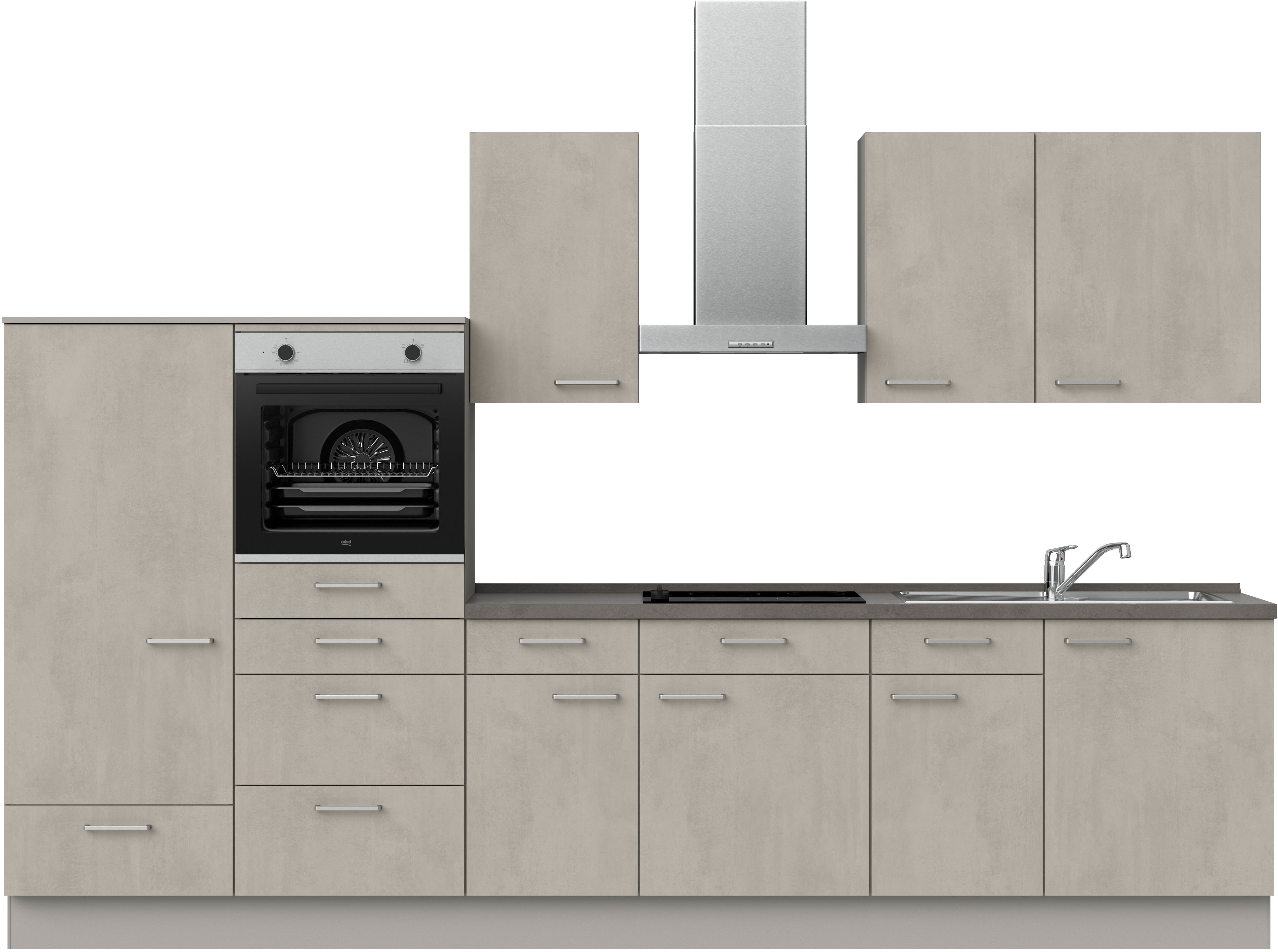 nobilia Küchenzeile ""Riva I", NEU: individuell anpassbar mit gratis Profi-Beratung" vormontiert, Breite 330 cm, Ausrichtung wählbar, wahlw. mit E-Geräten