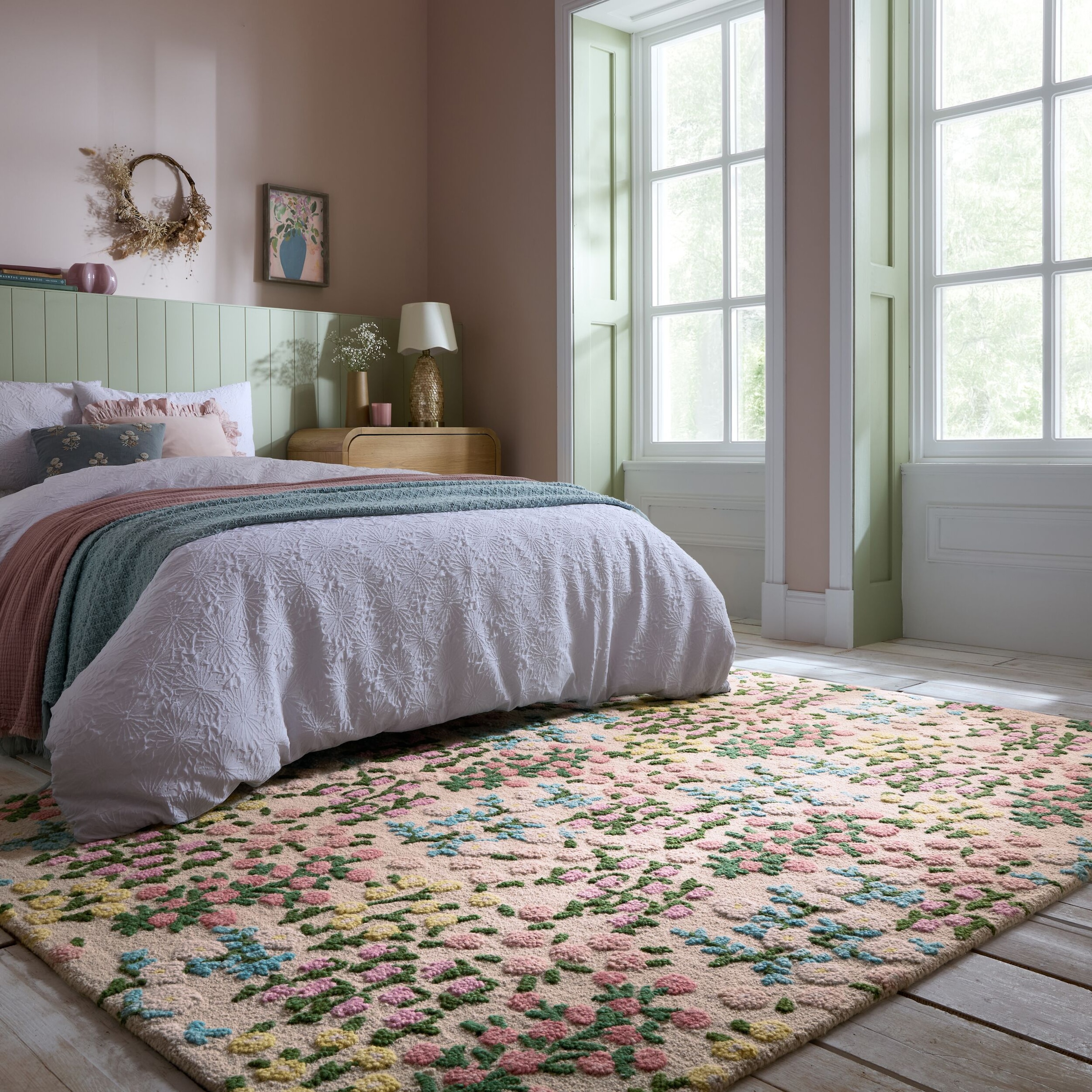 FLAIR RUGS Wollteppich "Emilia Floral, Hoch-Tief-Struktur," rechteckig 9 mm günstig online kaufen