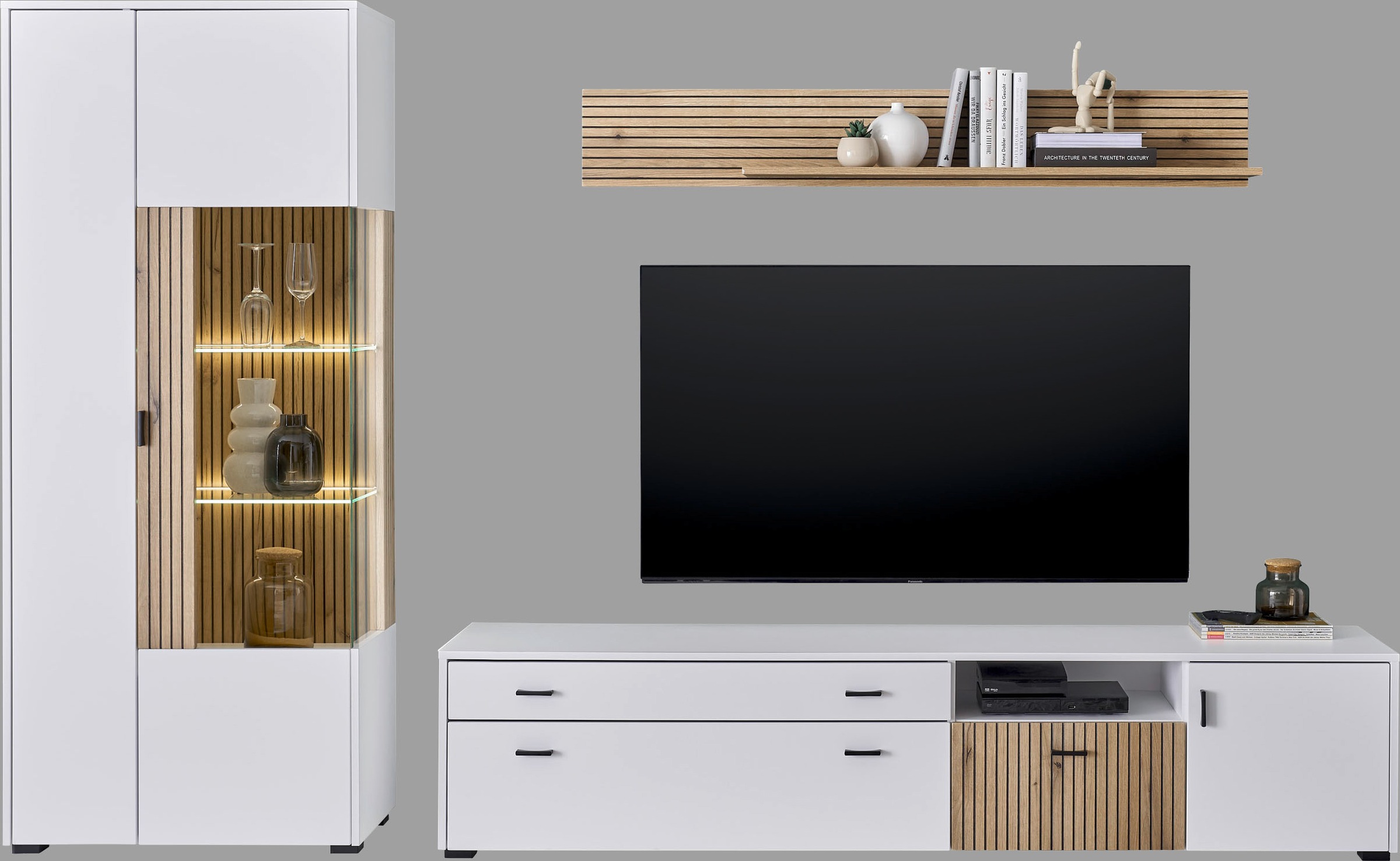 INOSIGN Wohnwand "HUDSON", (Set, 3 St.), mit moderner Rillenoptik, Griffe a günstig online kaufen