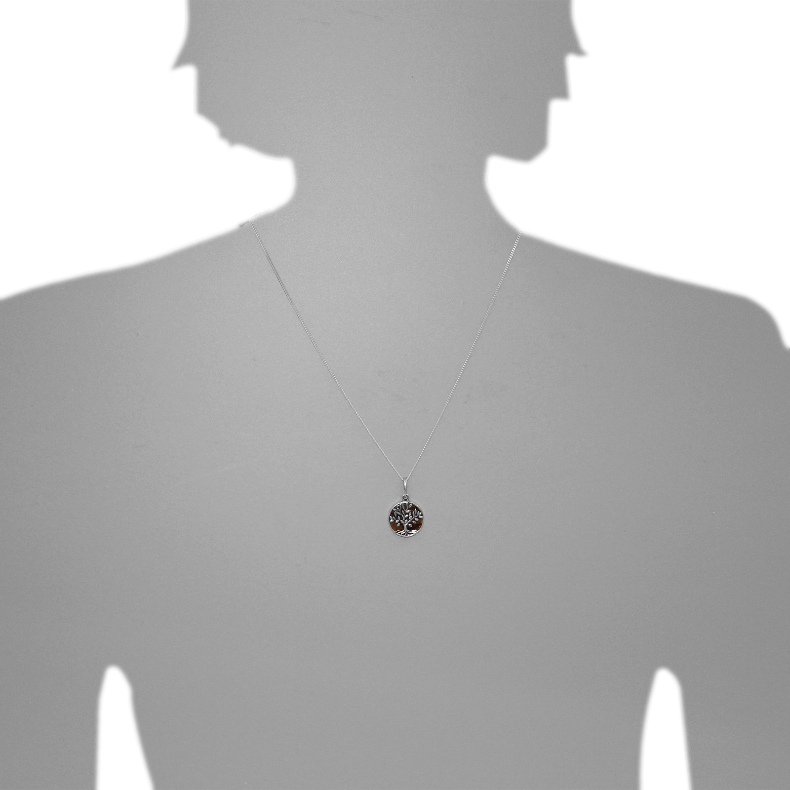 OSTSEE-SCHMUCK Kette mit Anhänger »- Lebensbaum 17 mm - Silber 925/000 - Bernstein«