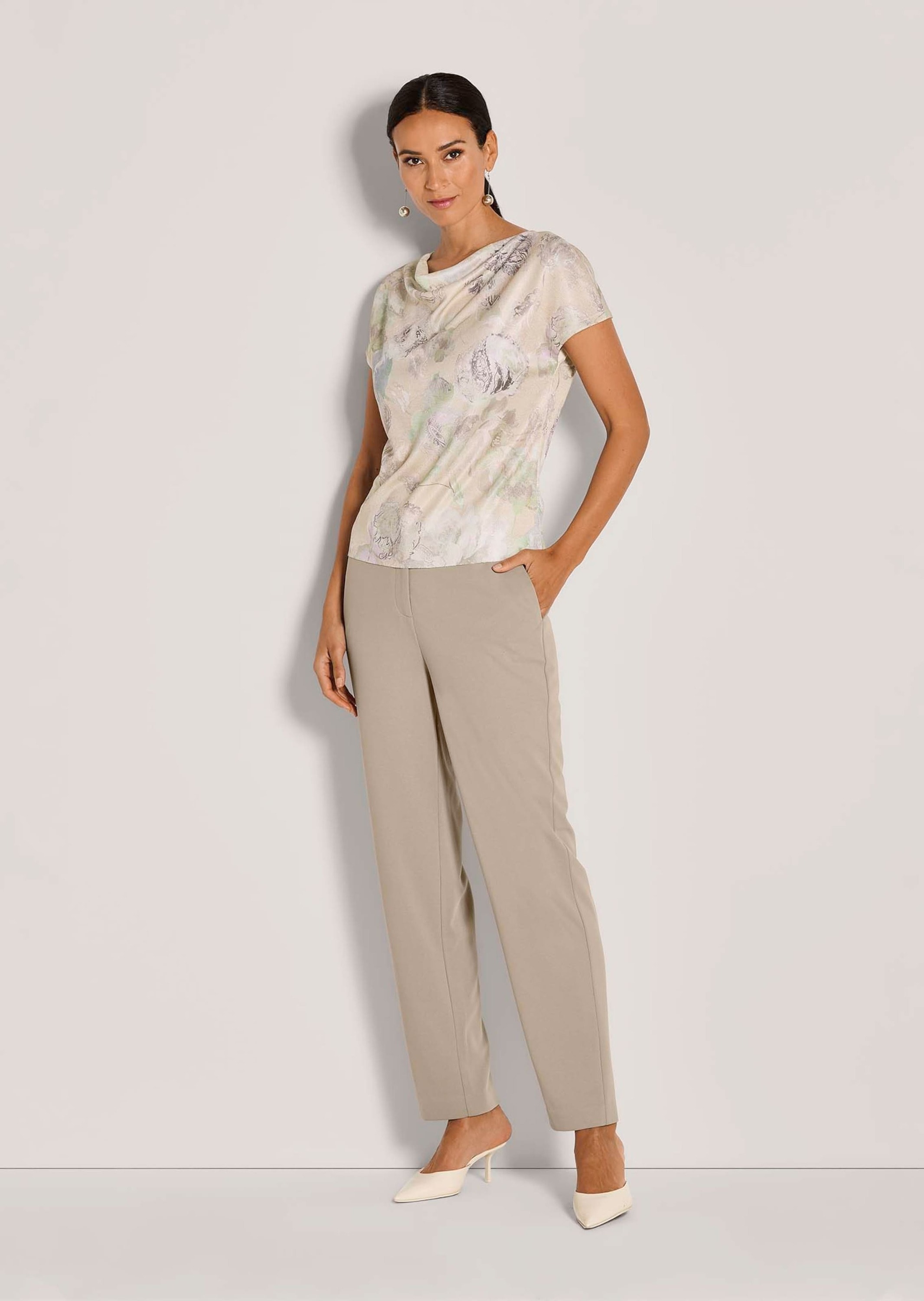 MADELEINE Longpullover »Stricktop Elegantes Viskoseshirt mit Wasserfallkragen«