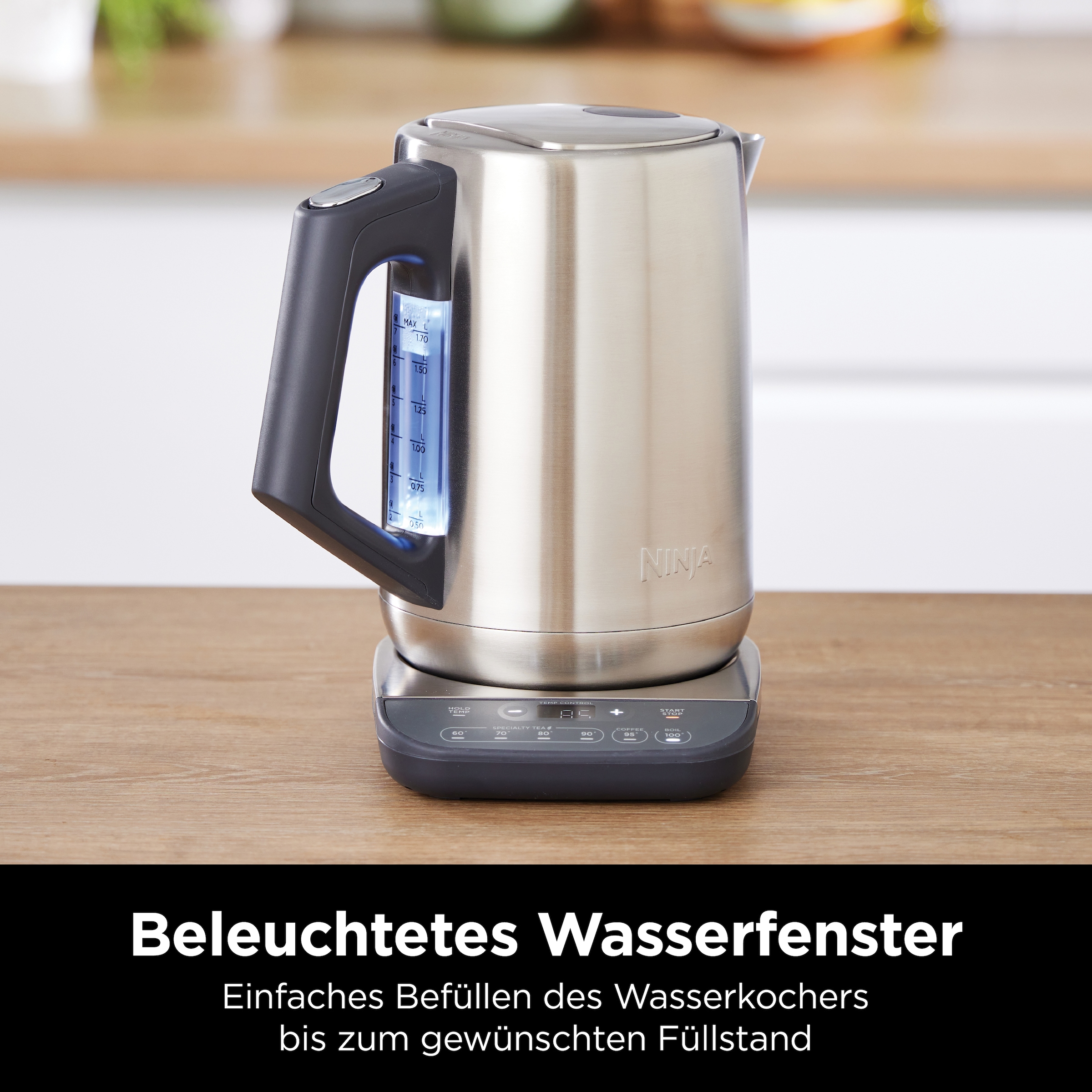 NINJA Wasserkocher »KT201EU«, 1,7 l, 3000 W, 40-100 °C, Edelstahl