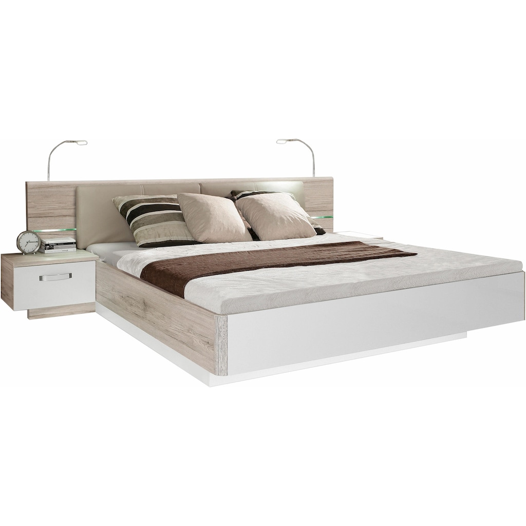 FORTE Bettanlage »Rondino«, mit Polsterkopfteil und LED-Beleuchtung, wahlweise mit oder ohne Bettbank