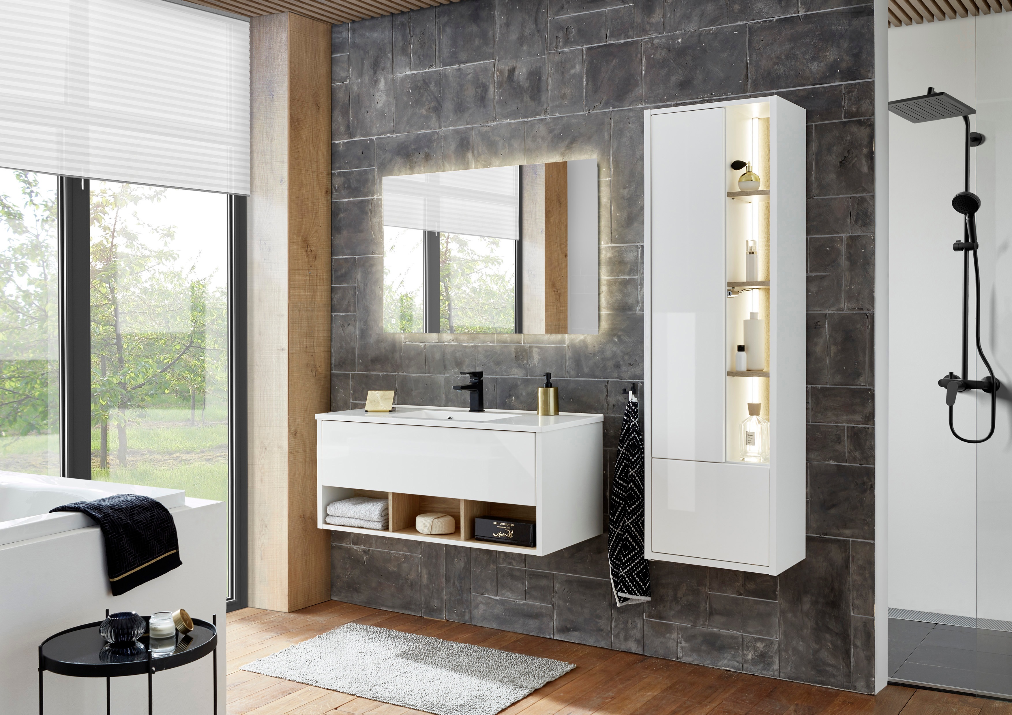 Thumbnail - PLACES OF STYLE Badmöbel-Set "Studio Line, Bad im modernen Design, 3-teiliges Badezimmer" 3 Stk. tlg. Schrank, Waschtisc...