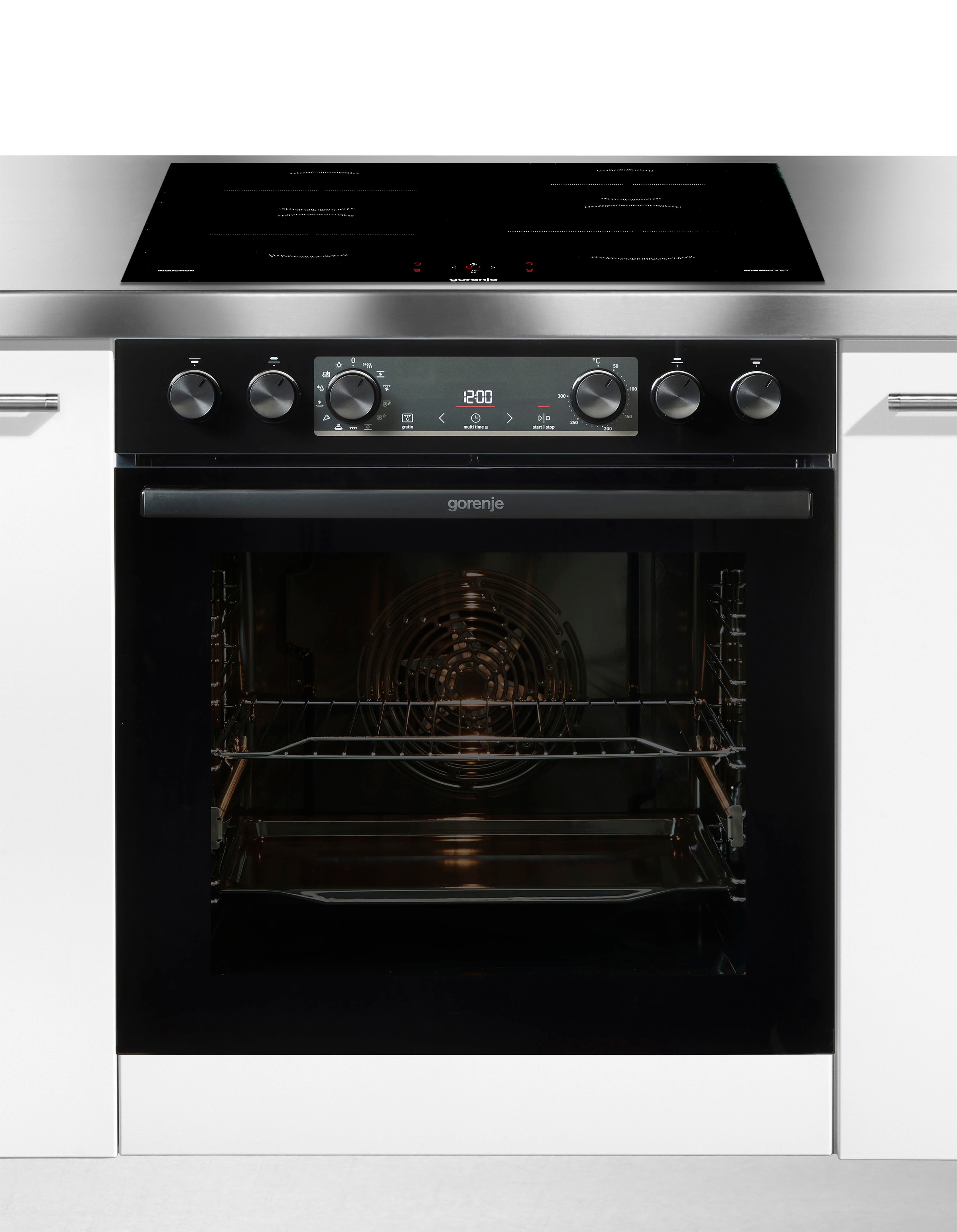 GORENJE Induktions Herd-Set "Pacific Induktion 2021", schwarz, Herdsets, mit Touch-Control, mit abnehmbarer Glastür, mit Pizzafunktion 300 C