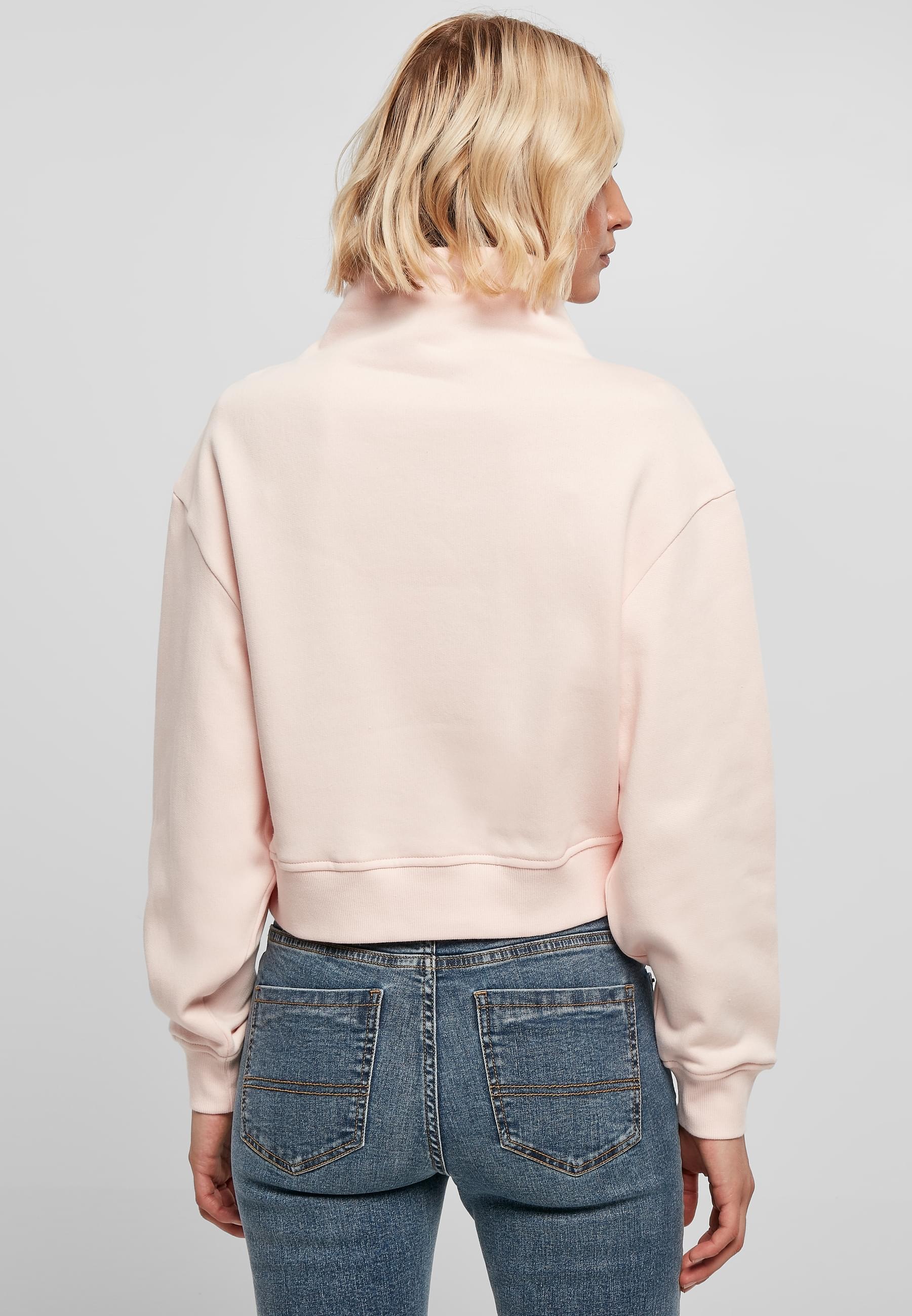 URBAN CLASSICS Sweater »Urban Classics Damen Ladies Organic Short High Neck Crew«, (1 tlg.)