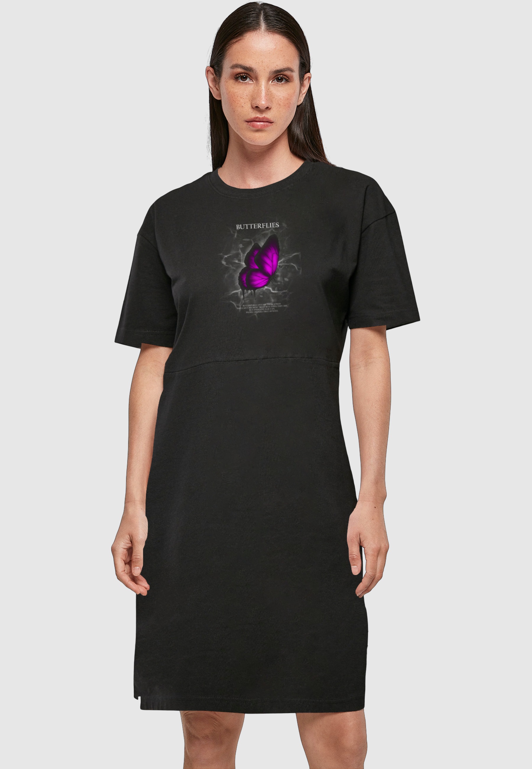 Merchcode Shirtkleid »Merchcode Damen Ladies Butterflies Oversized Slit Tee Dress« 1 Stk. tlg.