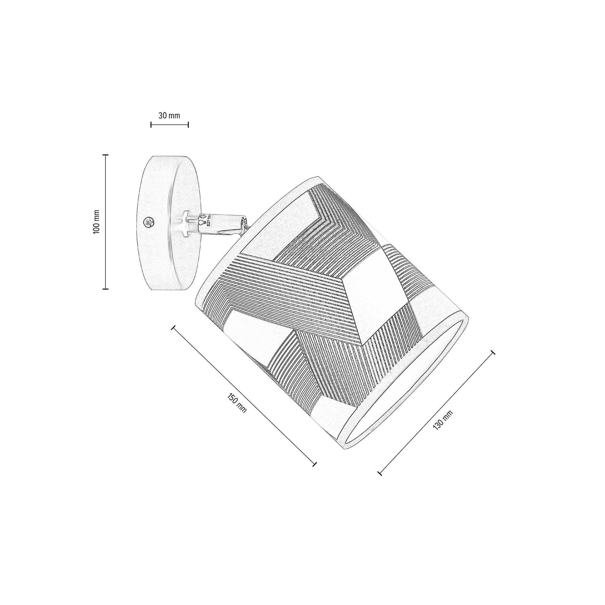 BRITOP LIGHTING Wandleuchte »ESPACIO«, 1 flammig, Leuchtmittel E27 | ohne Leuchtmittel, Schirme aus laminierter Tapete, bewegliche Spots