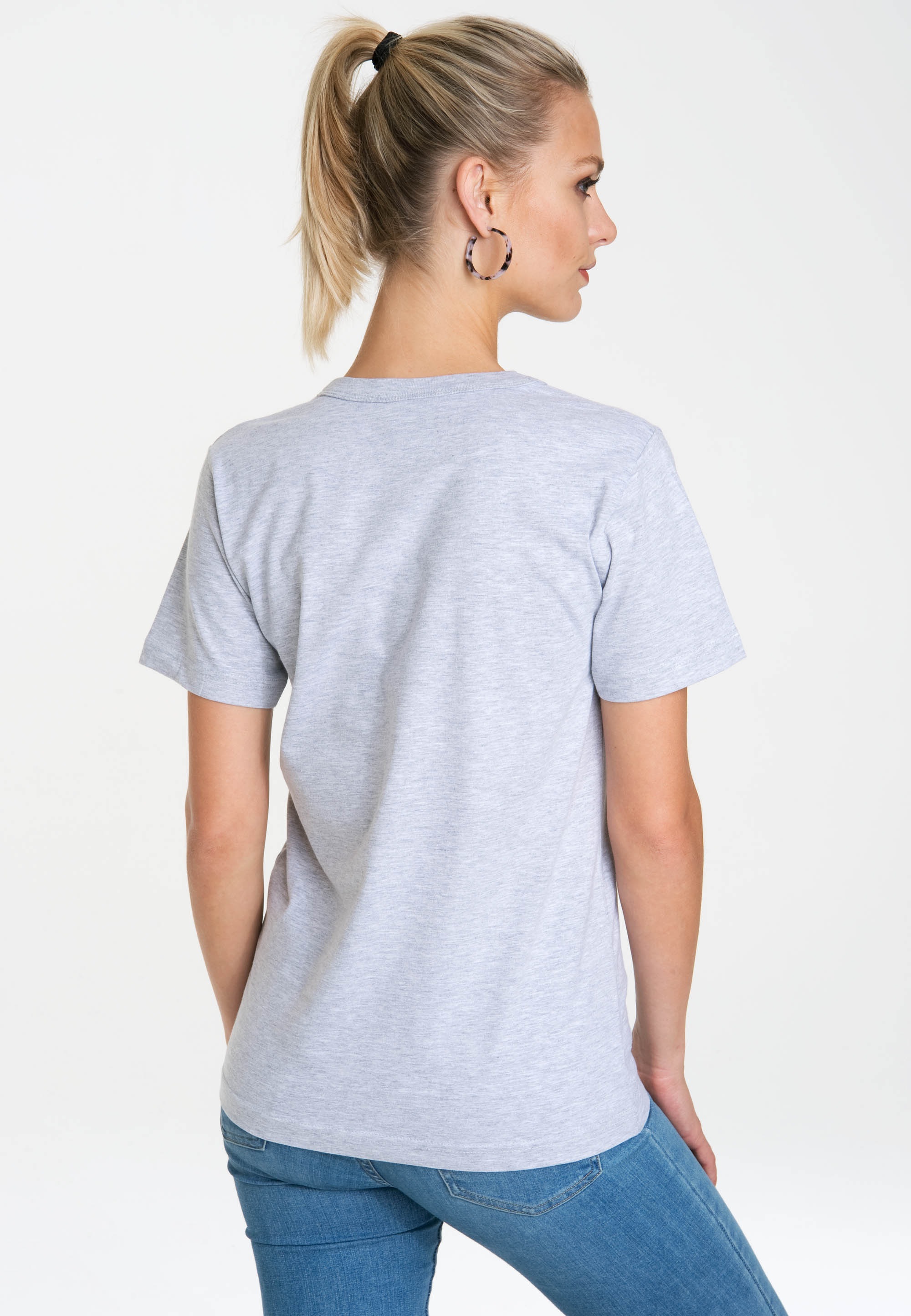 T-Shirt LOGOSHIRT "Pippi Langstrumpf", Damen, Gr. XXL, grau (grau, meliert), 95% Baumwolle, 5% Viskose, bedruckt, normal, Rundhals, Shirts T-Shirt, mit lizenziertem Originaldesign 3