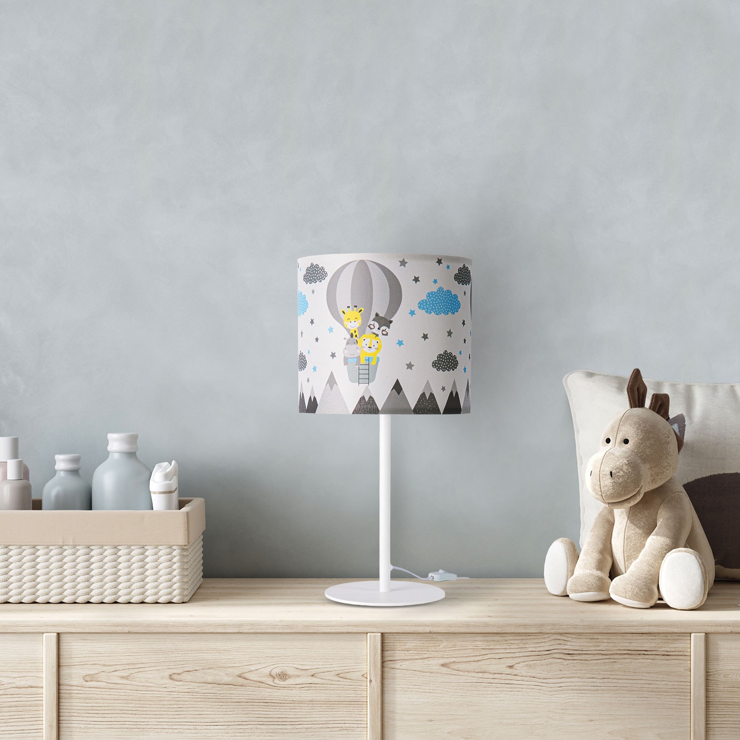 Paco Home Tischleuchte flammig-flammig, Ø…18cm | BAUR 1 Kinderzimmer Wolken E14 343«, 36,5cm »Cosmo Lampe Tiere Heißluftballon Höhe