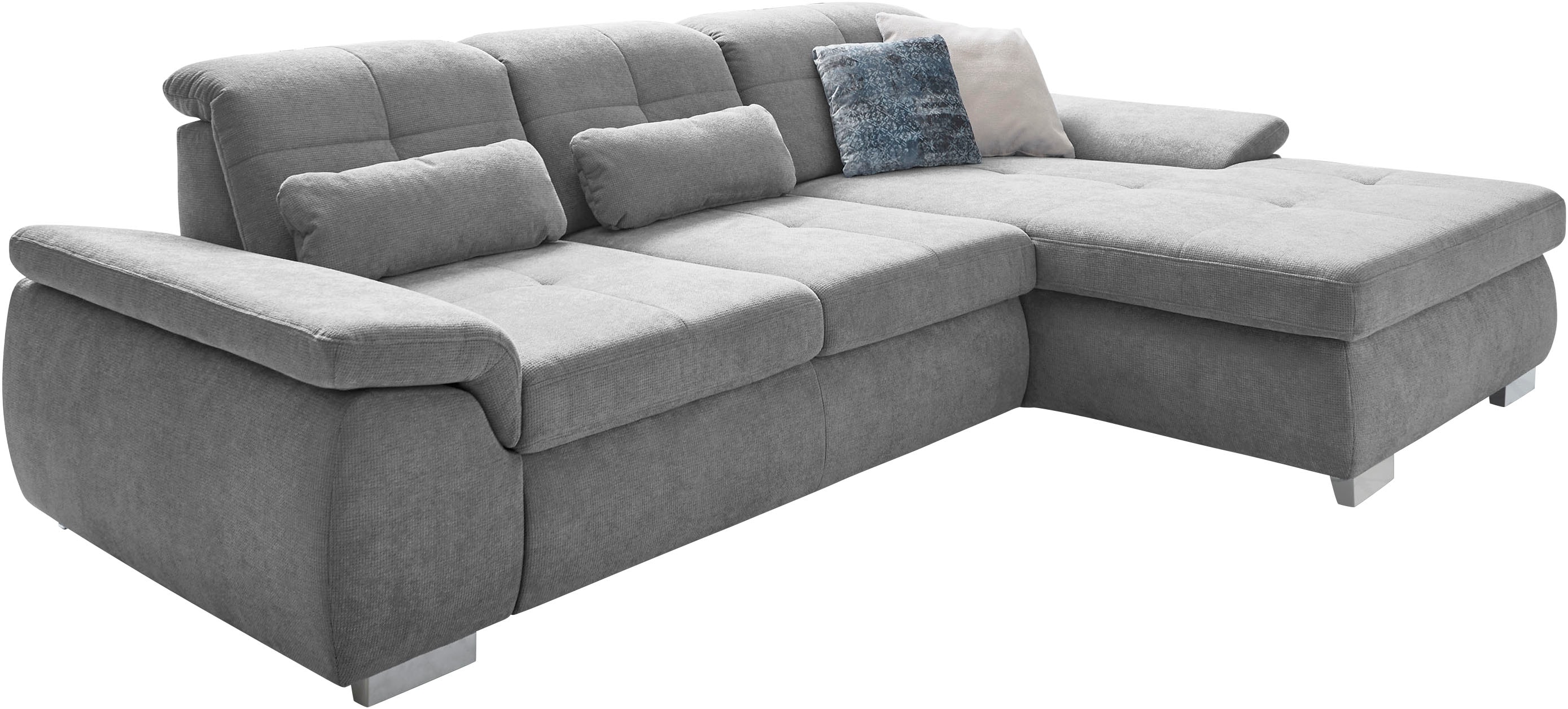 Die PlanBar Ecksofa "MP-IN16037 L-Form, Breite 289 cm, mit Kaltschaum-Polsterung" mit Sitztiefenverstellung & Zierkissen