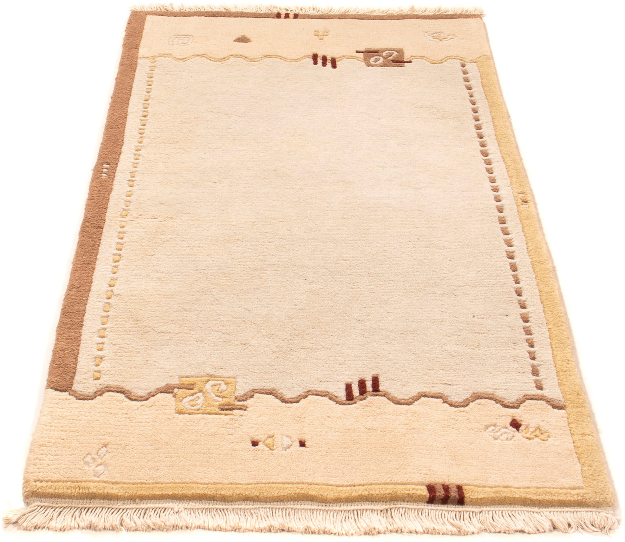 Wollteppich »Nepal - 140 x 70 cm - beige«, rechteckig, 18 mm Höhe, Wohnzimmer,...