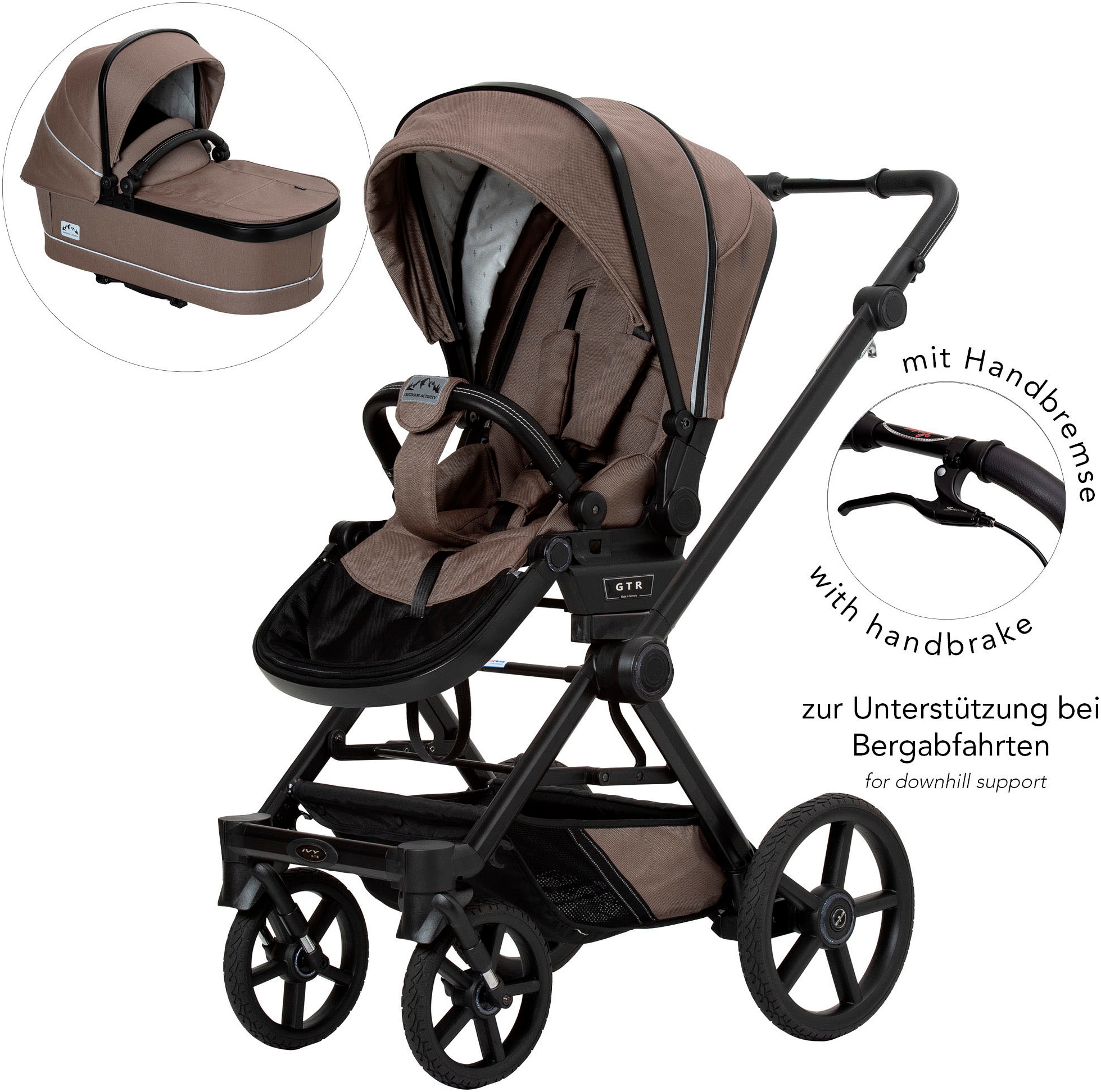 HARTAN Kinder Kombi-Kinderwagen "Ivy GTR Outdoor Handbremse", braun, Aluminium, Kinderwagen, Made in Germany