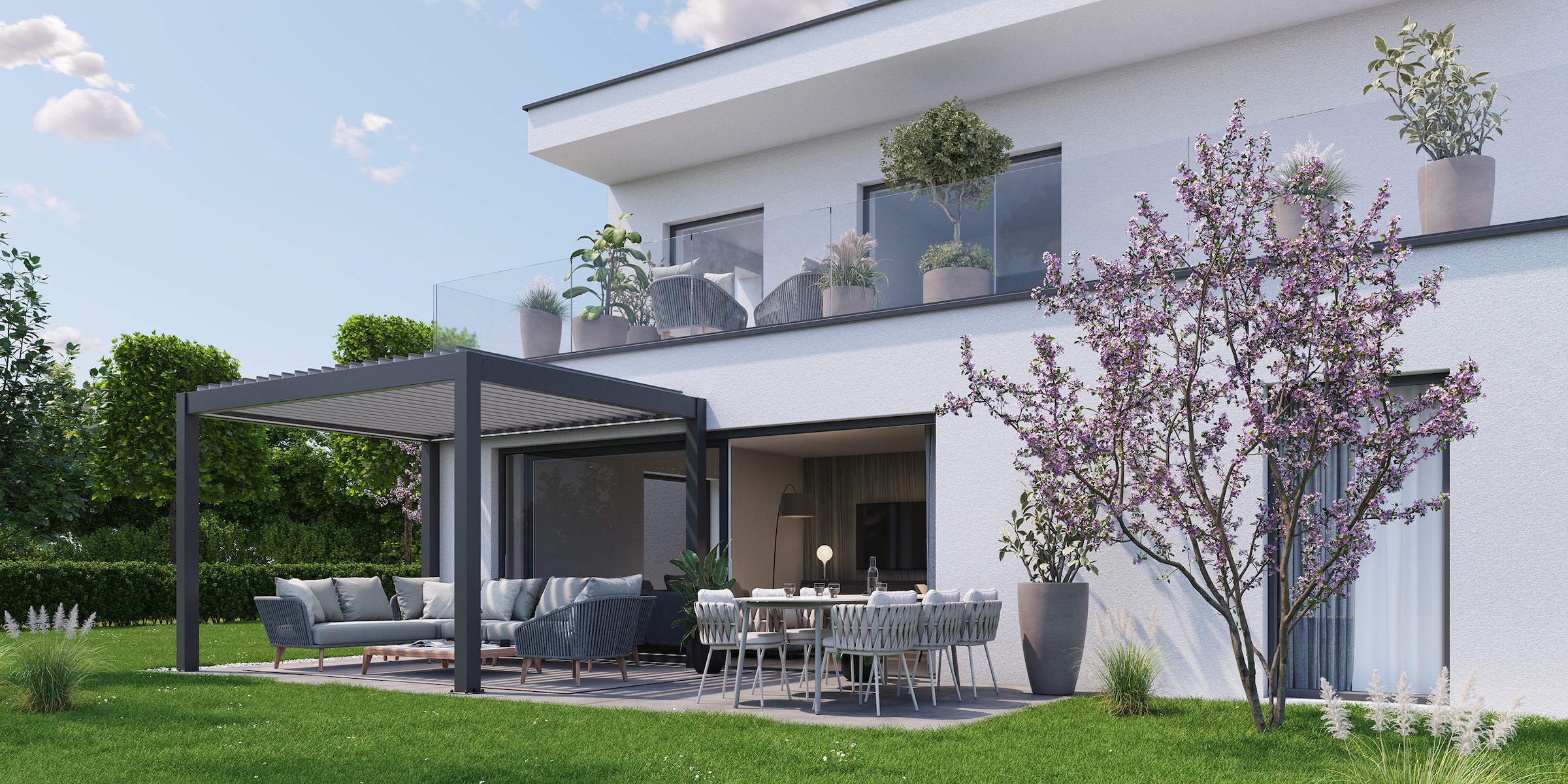 Biohort Pergola »3 x 3«, stilvoller Schattenspender für mehr Komfort im Freien