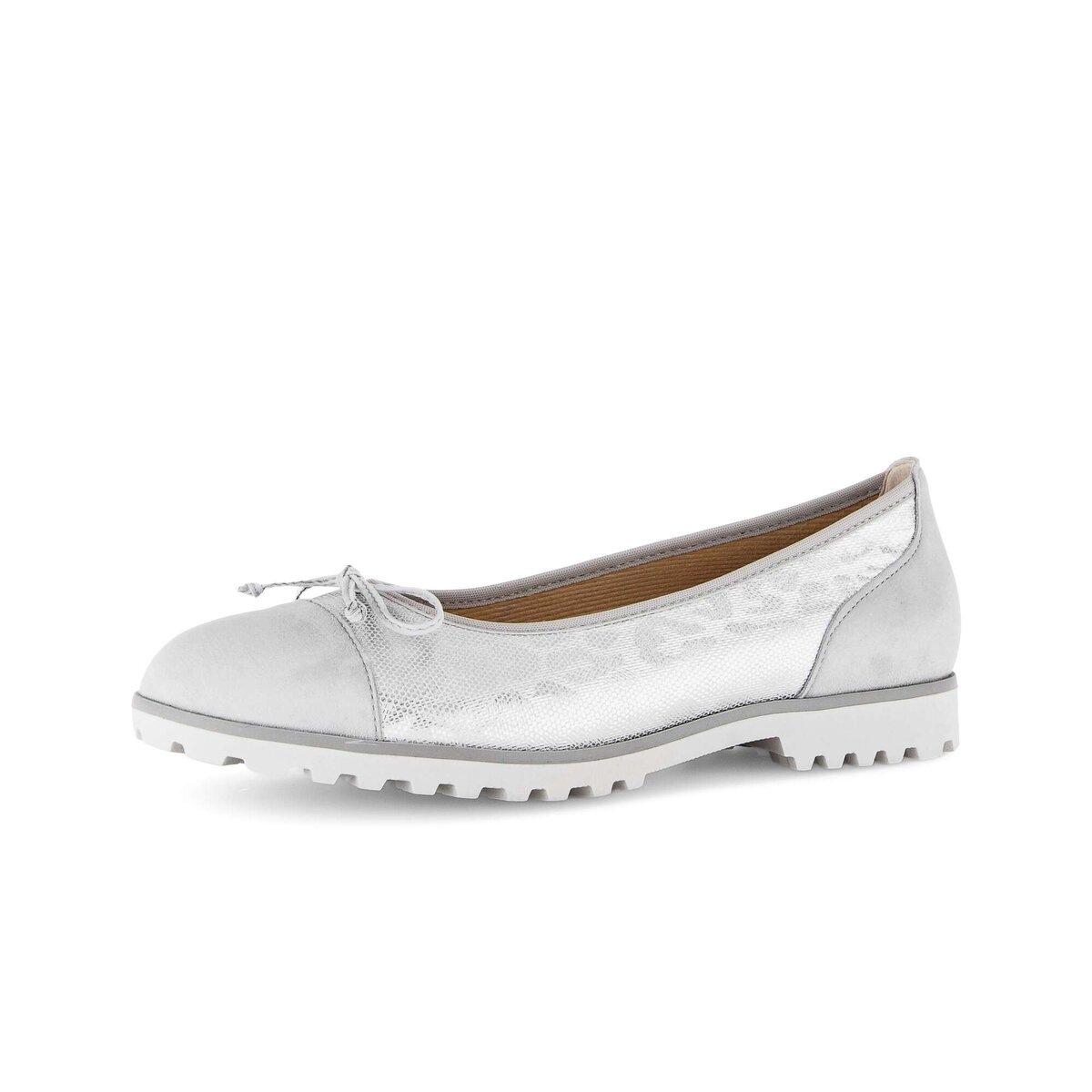 Ballerina GABOR "Sportliche Ballerina", Damen, Gr. 36, silber, Schuhe Ballerina