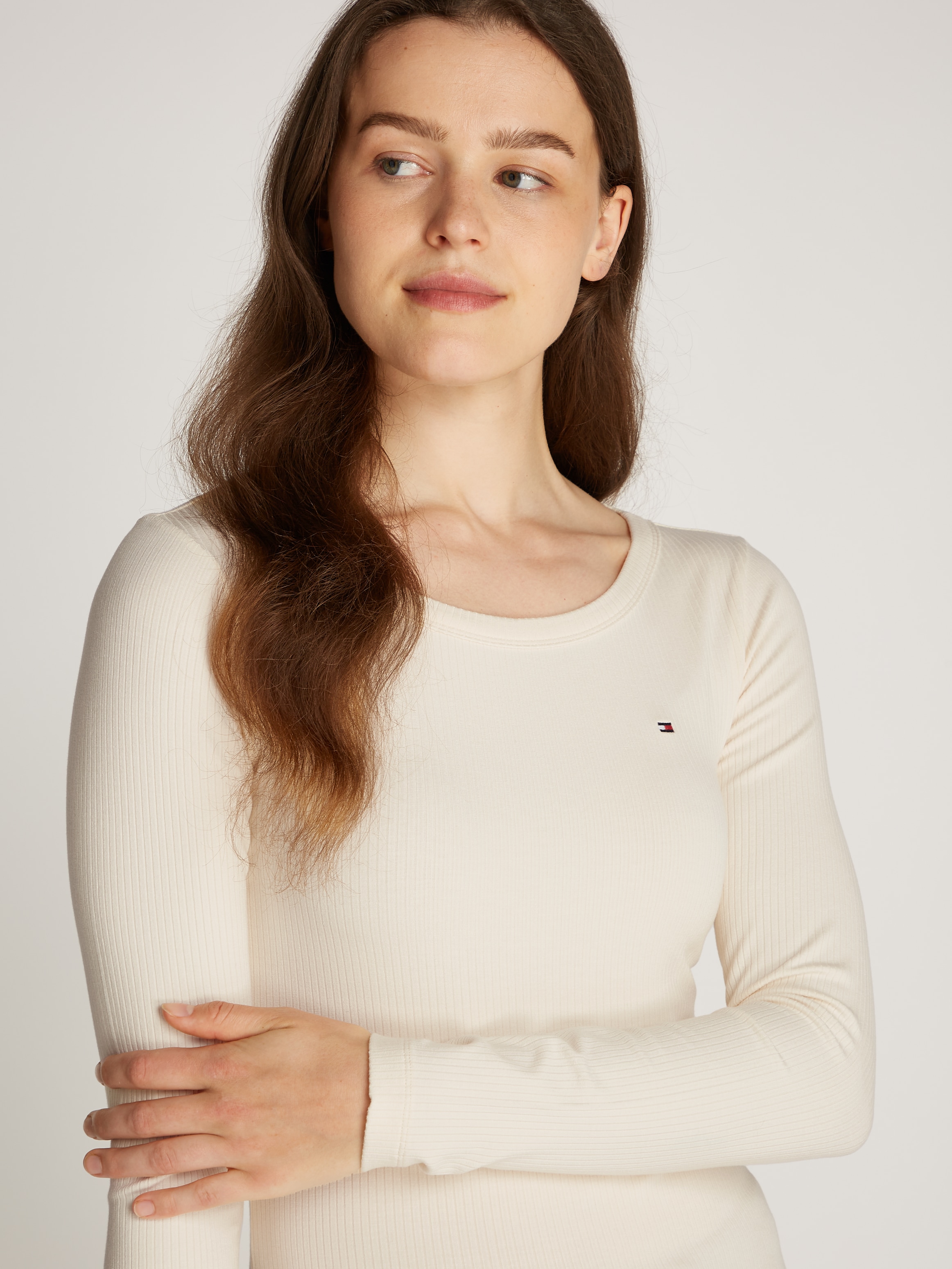 Tommy Hilfiger Langarmshirt »SLIM 5X2 RIB O-NK LS«, mit Struktur