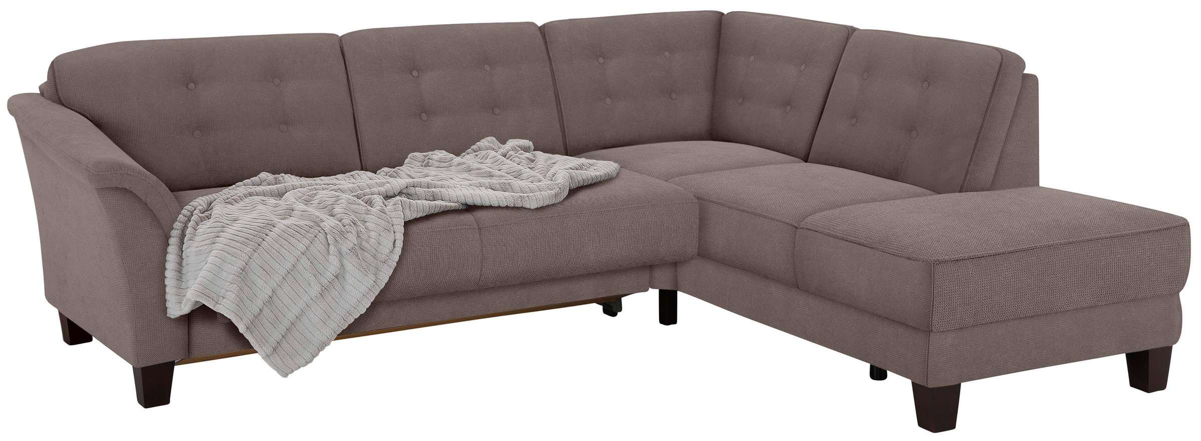 Home affaire Ecksofa »Trondheim L-Form«, mit Federkern und Knopfheftung im Rücken, Füße Buche dunkel