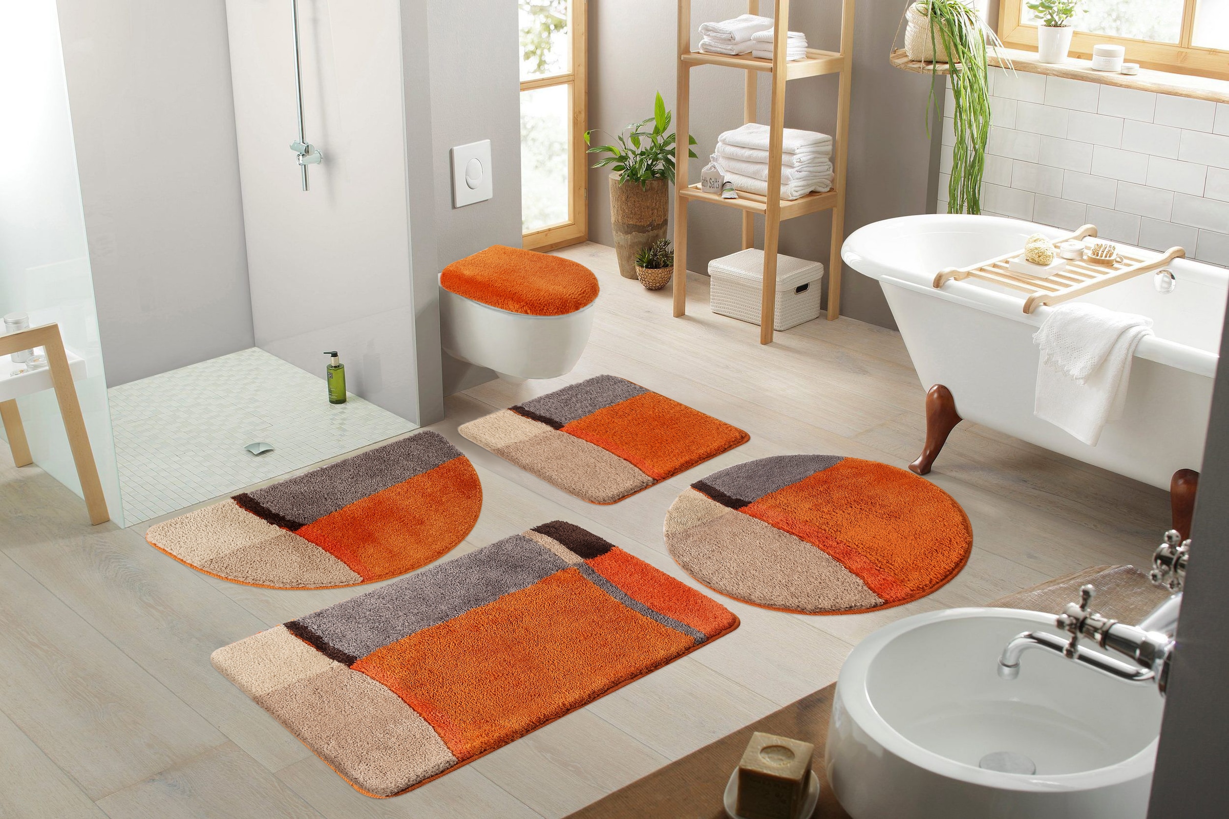 my home Badematte »Belio, Badvorleger, Badezimmer Teppich« Höhe 20 mm rutschhemmend beschichtet fußbodenheizungsgeeignet | schnell trocknend | strapazierfähig Badematte, Badteppich, Badematten auch als 2 tlg. Set erhältlich, bunt