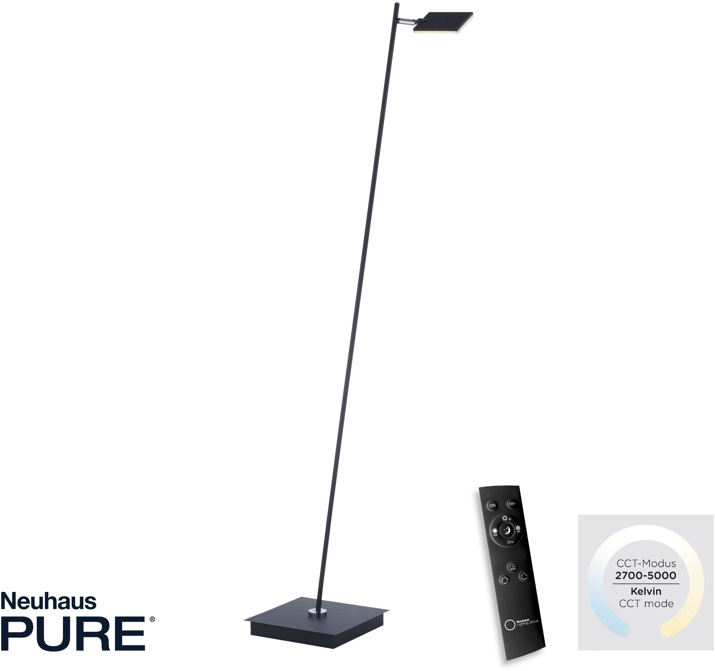 Neuhaus PURE LED Stehlampe »PURE Mira« LED-Board 1 Stk. warmweiß - kaltweiß Dimmbar, CCT, Fußschalter, Fernbedienung, drehbar
