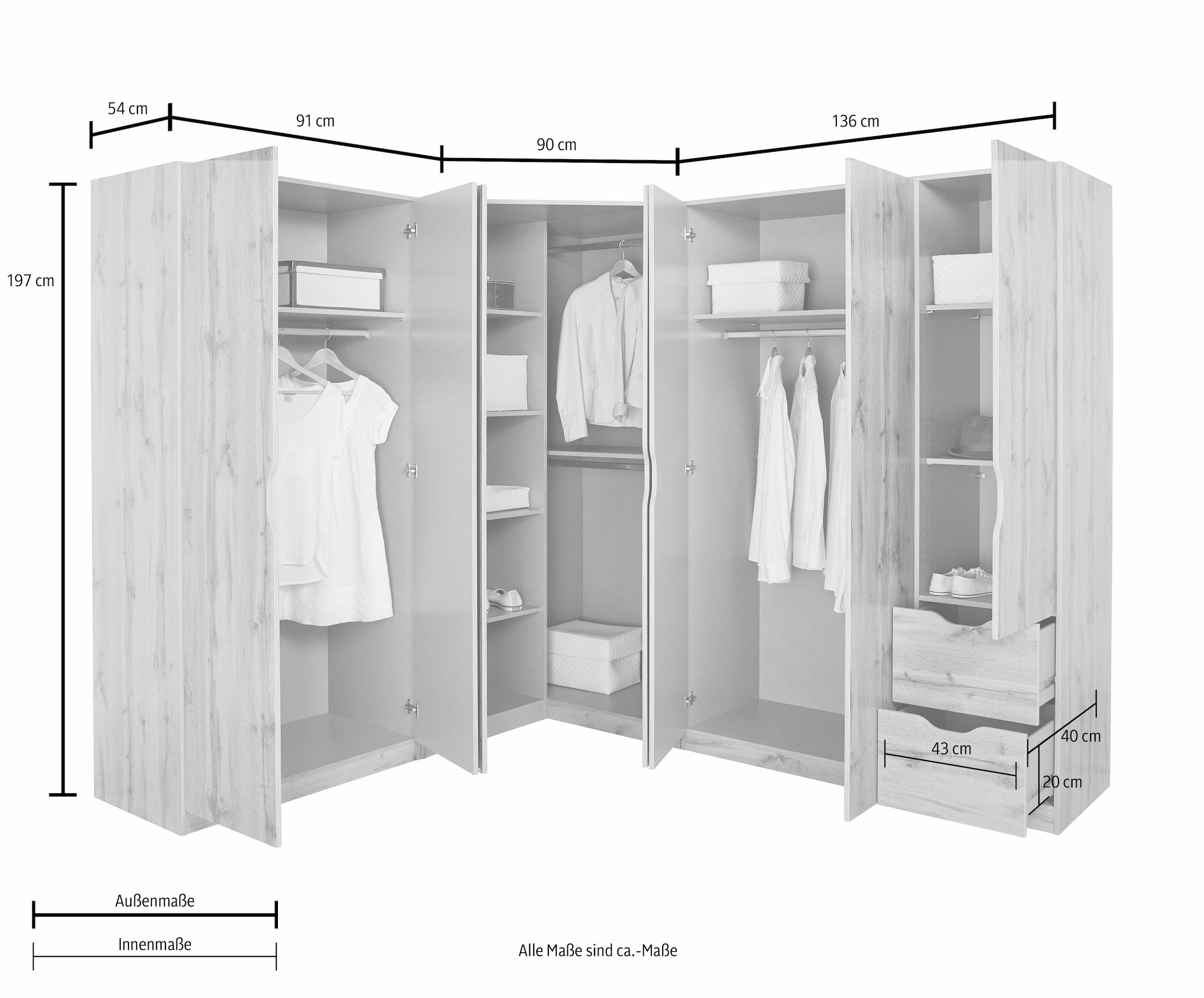 Schrank-Set rauch 3-teilig BAUR | »Freiham«, (Set),