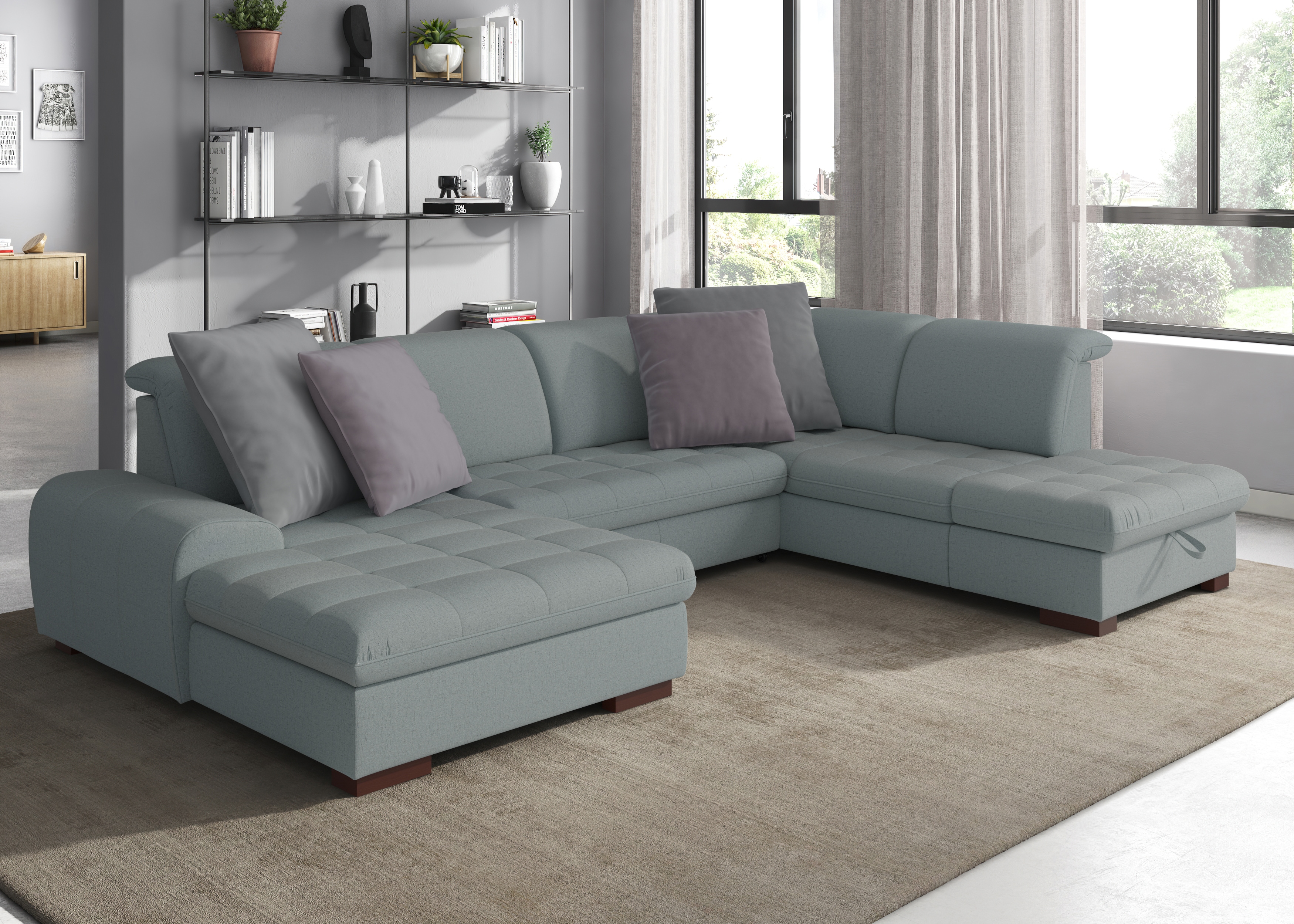 sit&more Wohnlandschaft "Luxor U-Form" wahlweise mit Schlaffunktion, Bettkasten und Kopfteilverstellung