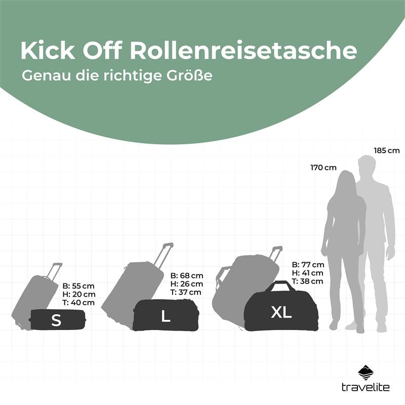 travelite Weichgepäck-Trolley »KICK OFF Reisetasche mit Rollen« 44 l 2 Rollen große Reise- und Freizeittasche – ideal als Reisegepäck