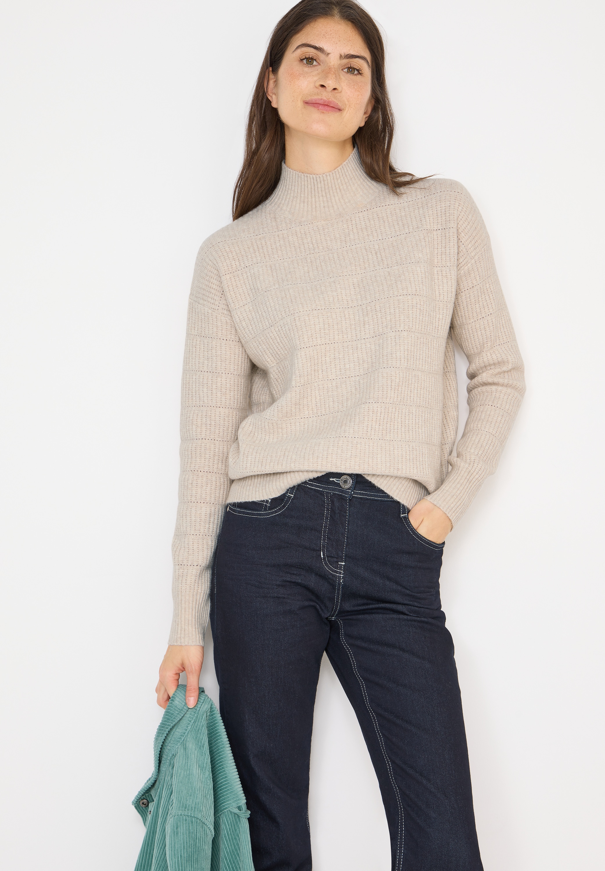 Cecil Stehkragenpullover mit Stehkragen und Loch-Design günstig online kaufen