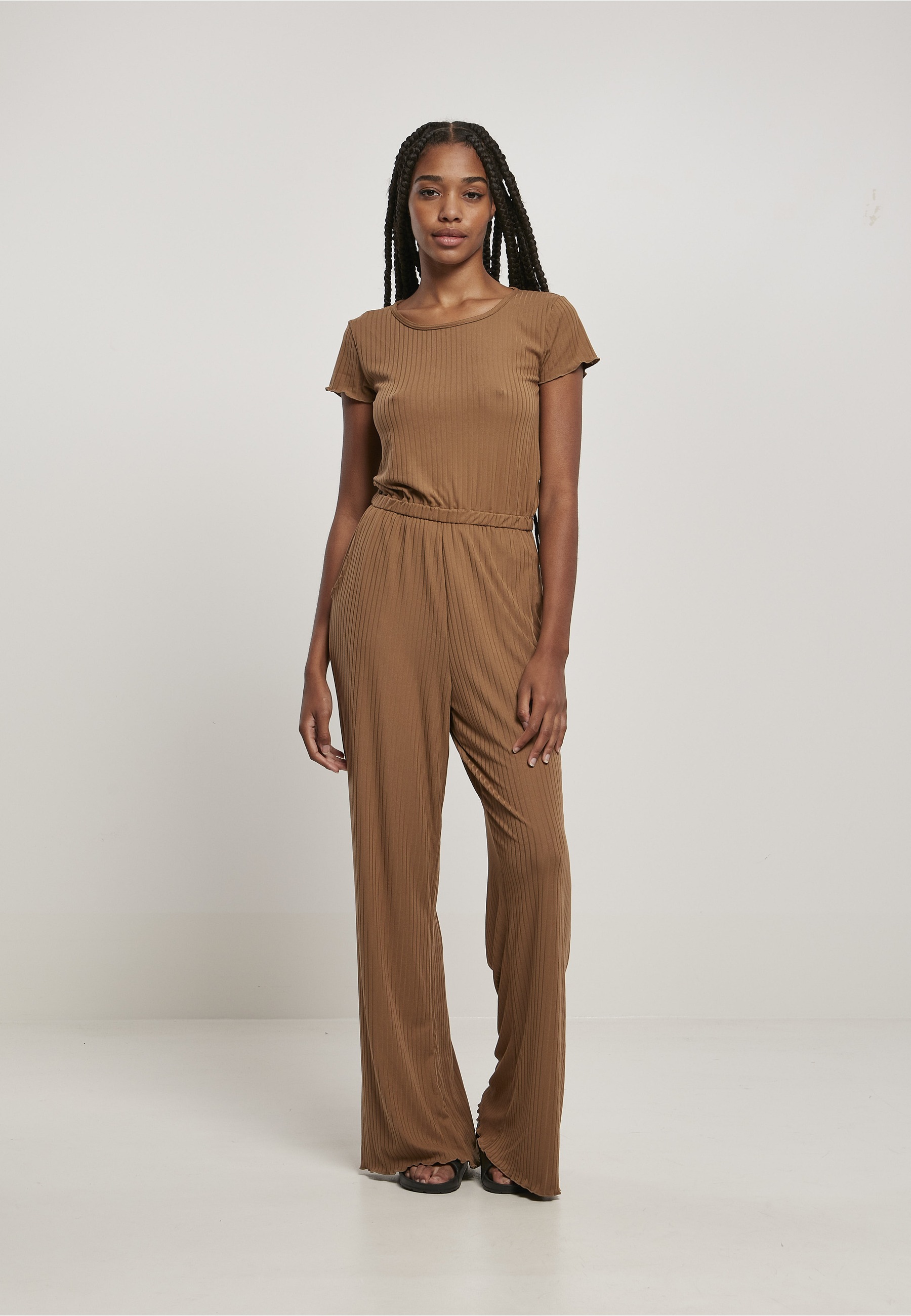 URBAN CLASSICS Jumpsuit »Urban Classics Damen Ladies Rib Wid Leg Jumpsuit« 1 Stk.