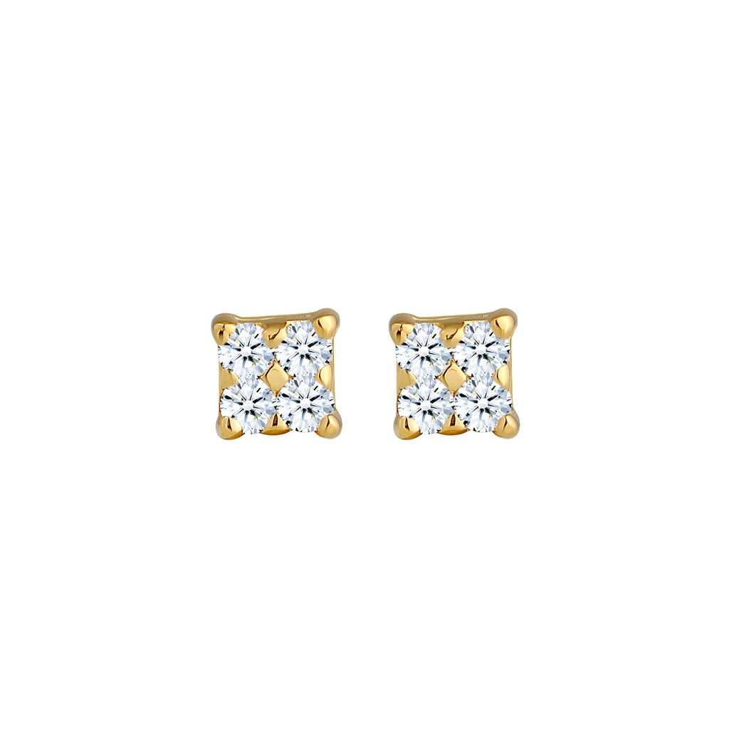 Elli DIAMONDS Paar Ohrstecker »Klassisch Elegant Diamant (0.12 ct.) 585 Gelbgold«