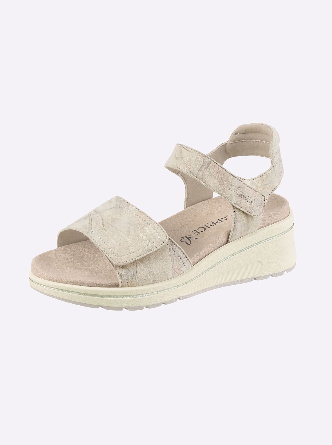 Sandalette CAPRICE, Damen, Gr. 38, beige, gemustert, Textil, Schuhe Sandalette