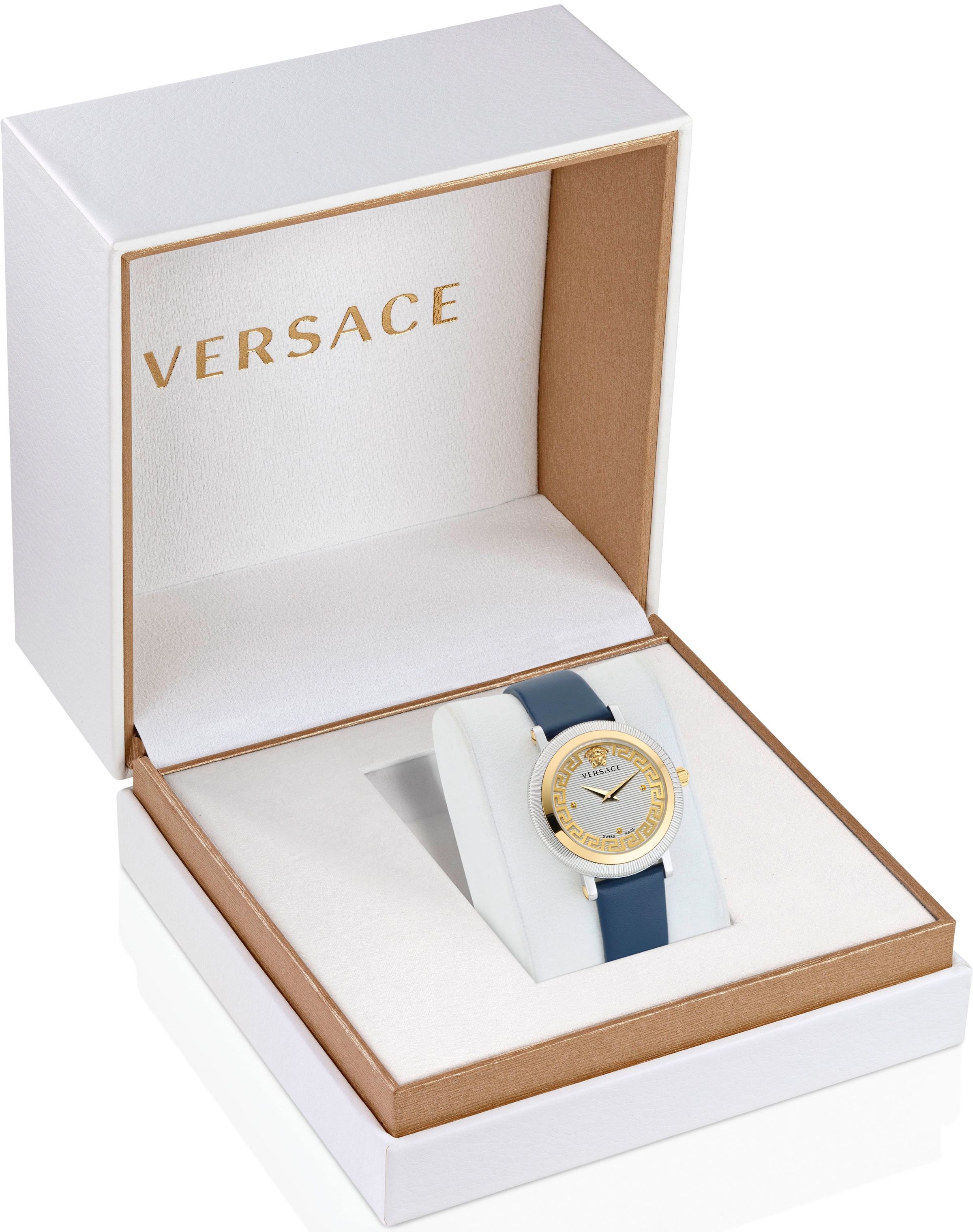 Versace Quarzuhr »GRECA FLOURISH«, Armbanduhr, Damenuhr, Saphirglas, Swiss Made, analog