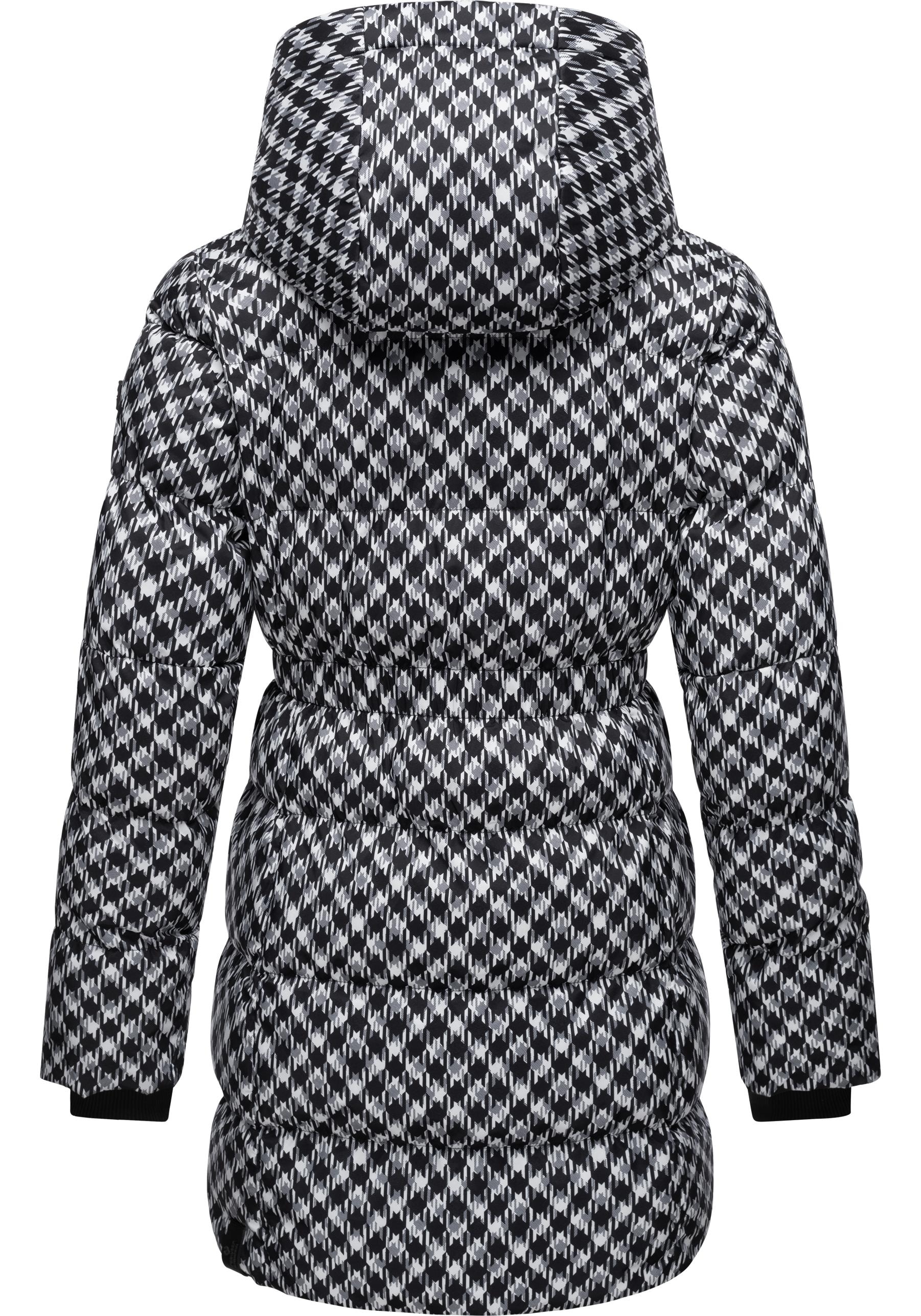 Ragwear Steppmantel »Niara Print«, wasserdichter Mantel mit angesagtem Hahnentritt Muster