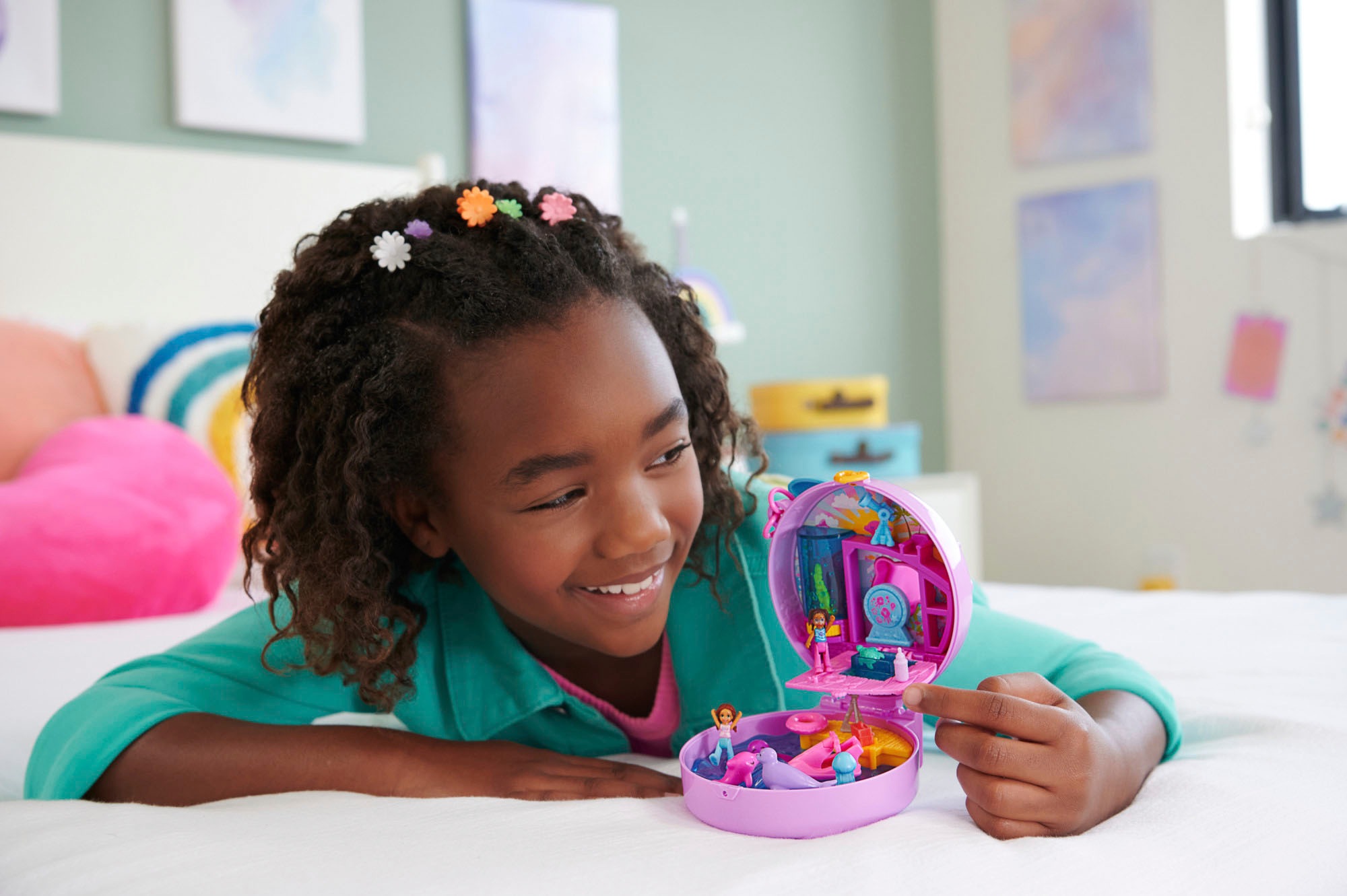 Polly Pocket Spielwelt »Delfin Retten Schatulle«, mit 2 kleinen Puppen