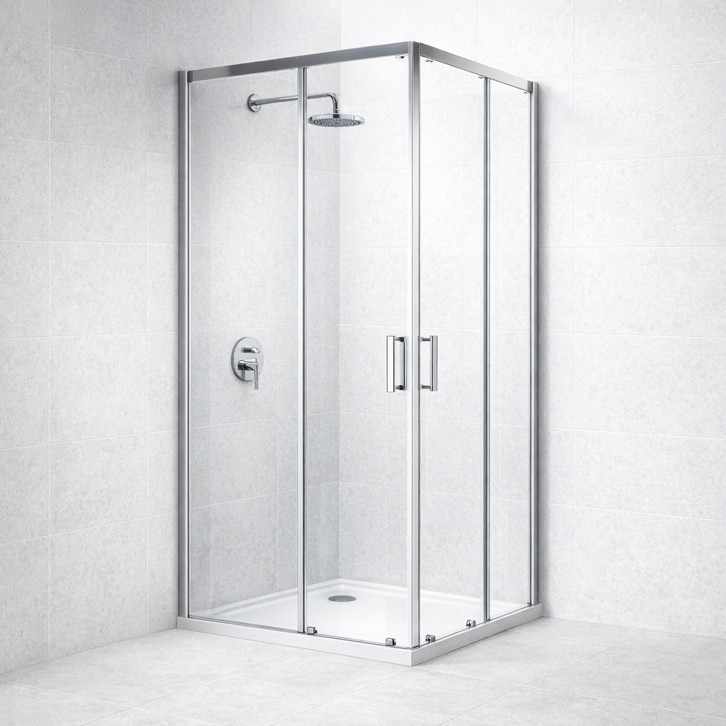 welltime Eckdusche "New Trento" Extrahohe 195cm, 6mm ESG, verbessertes Rollensystem