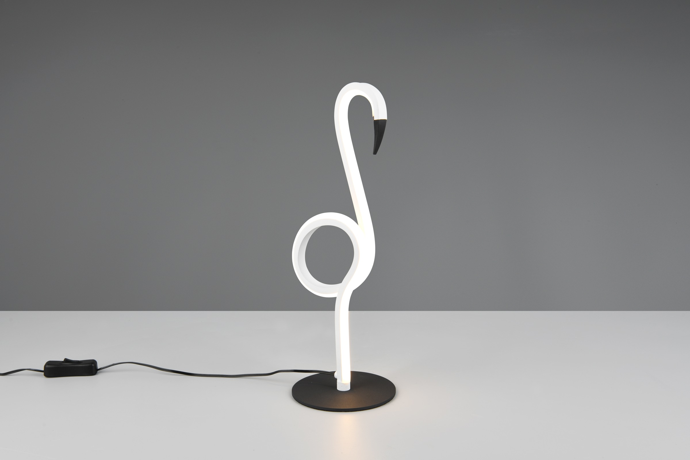 REALITY Leuchten LED Tischleuchte »INGO, LED Tischlampe in Flamingo Form, 6W 550 Lumen 300K warmweiß« LED-Board 1 Stk. Warmweiß Flamingo Lampe mit Schnurschalter, Höhe 35 cm Ø 12 cm Tiefe 14,5 cm