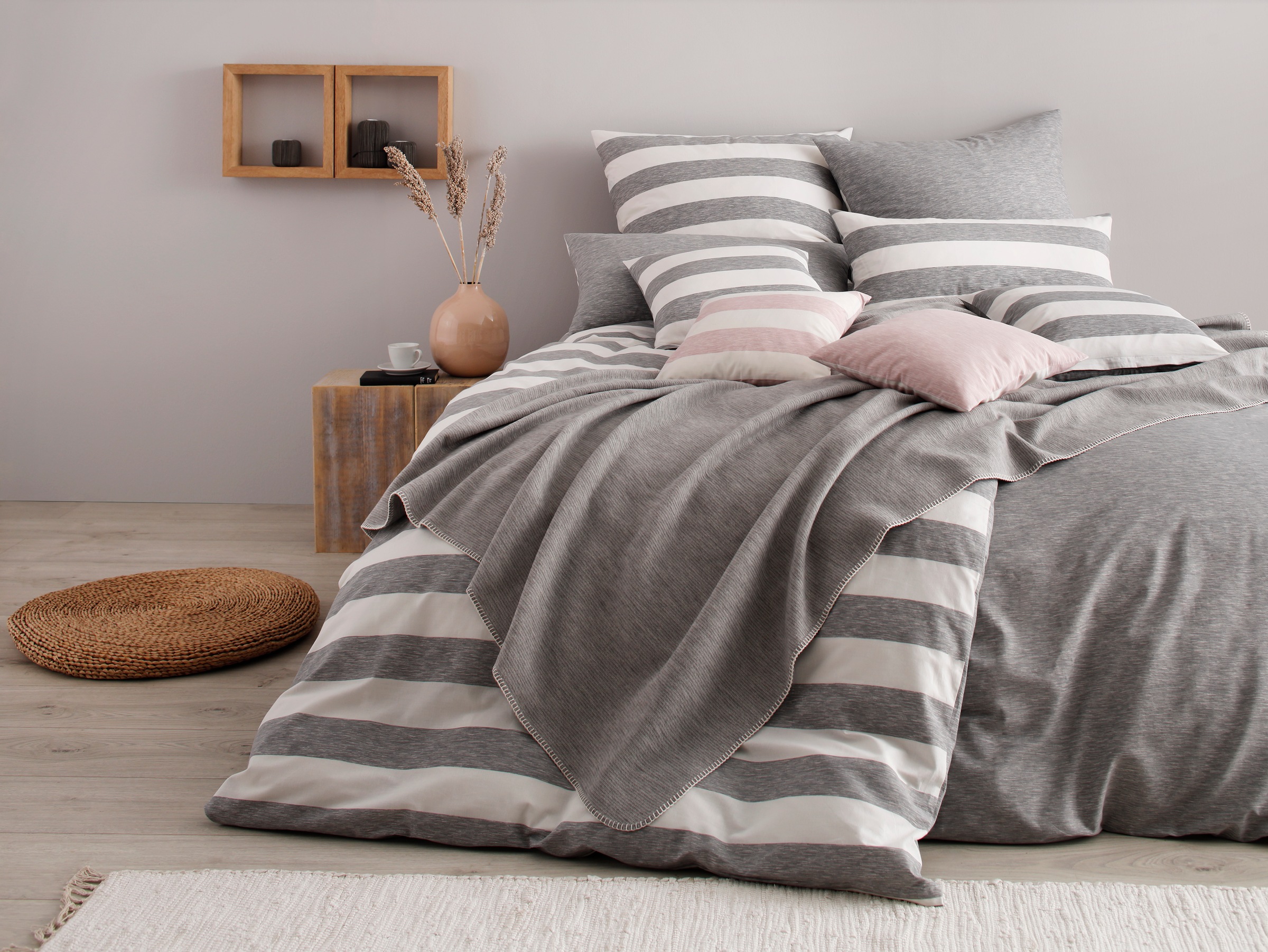 Thumbnail - OTTO home Spannbettlaken "BIG STRIPE Jersey 160 g/m², 97% Bio-Baumwolle 3% Elasthan, Bettlaken" Bettlaken Bio-Baumwolle,...