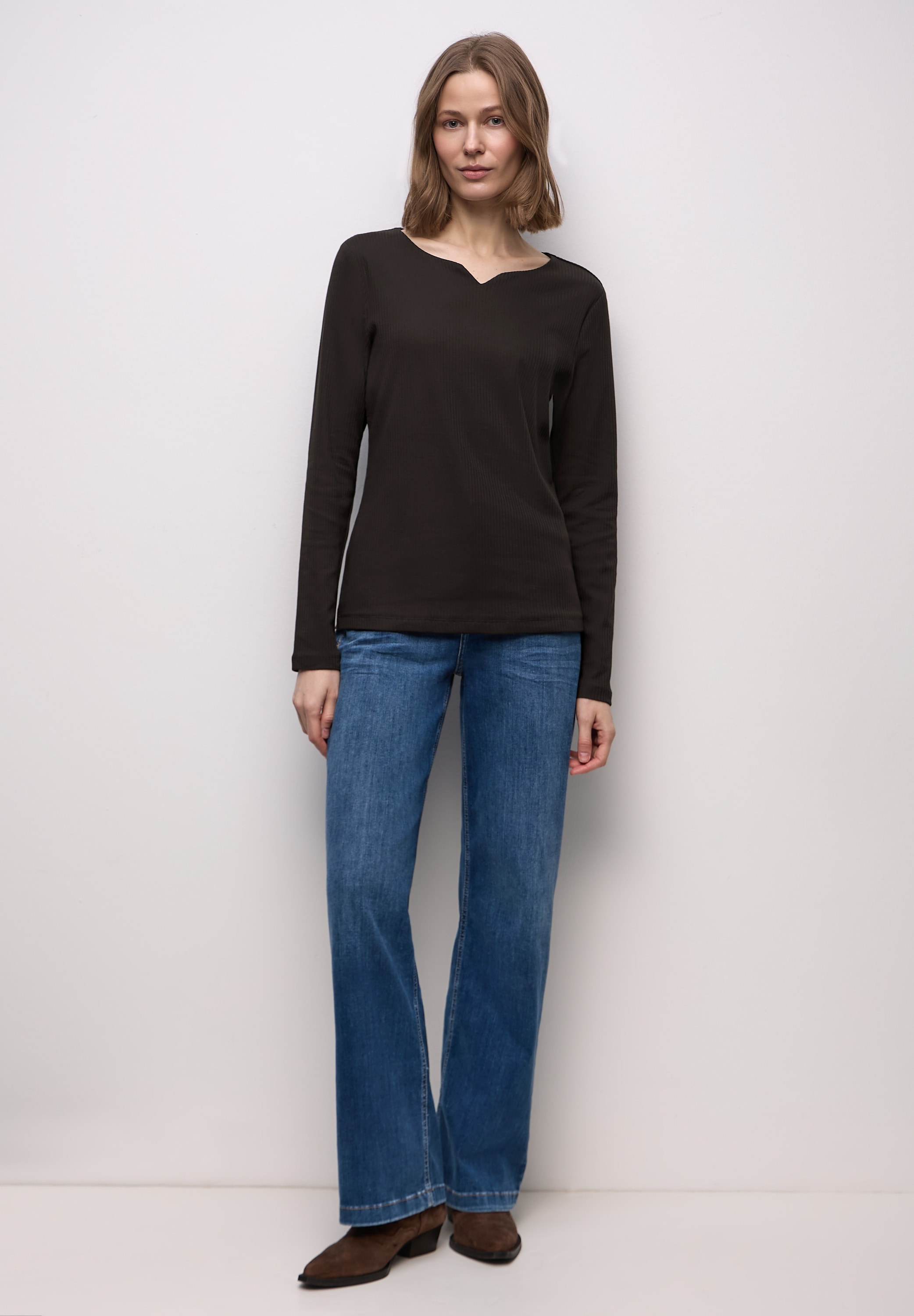 STREET ONE Langarmshirt aus Baumwolle mit Stretchante