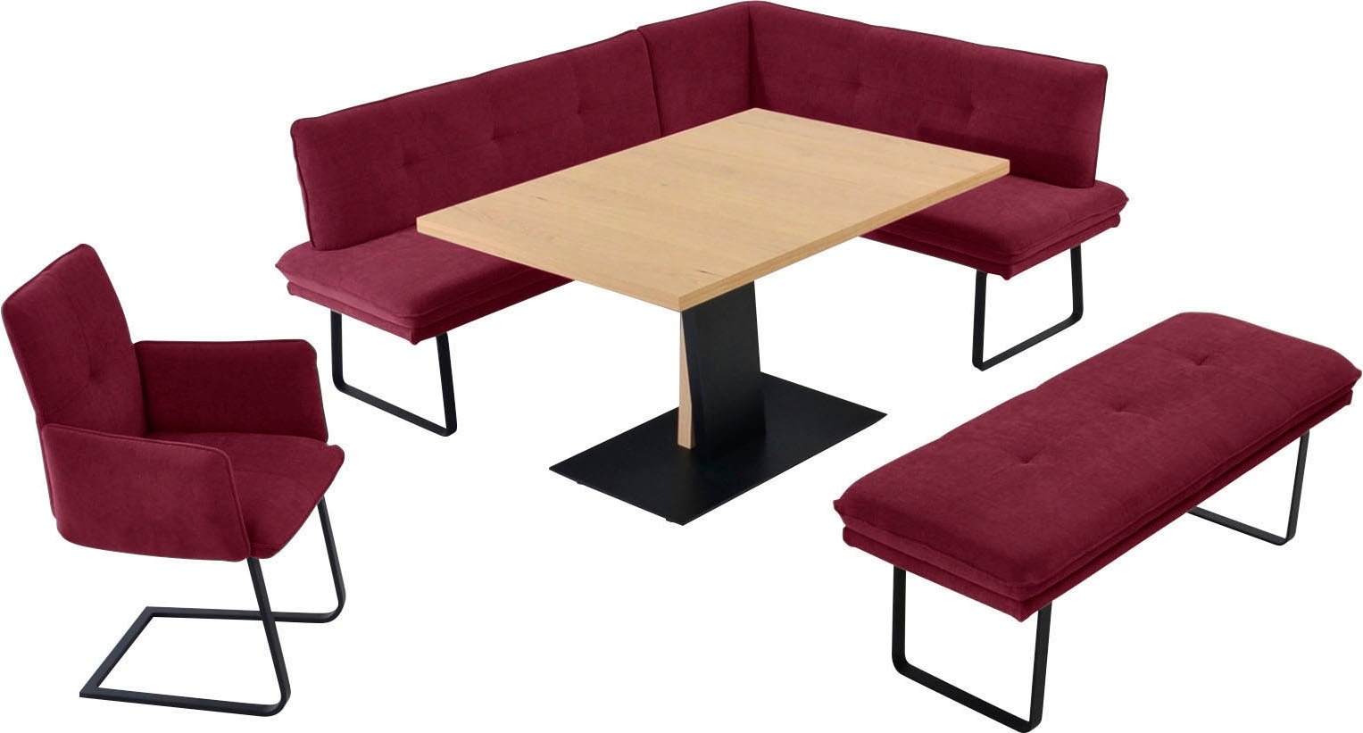 K+W Komfort & Wohnen "Giacomo III" 4 Stk. tlg. wahlweise links oder rechts langer Schenkel 207cm, Freischwingersessel