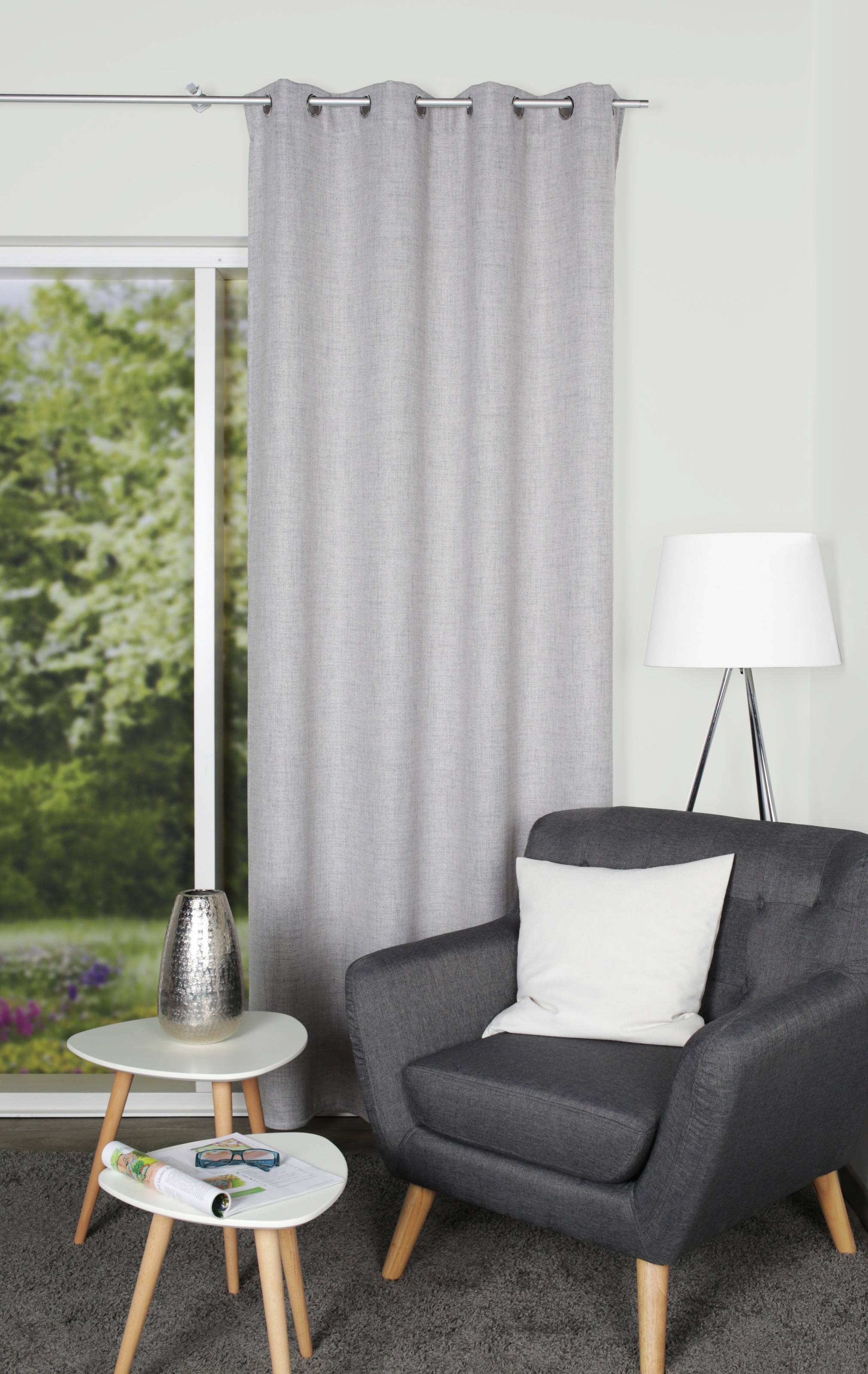 HOME WOHNIDEEN Gardine "LINORA" Ösen 1 Stk. tlg. DEKO, LEINENSTRUKTUR, UNI, günstig online kaufen