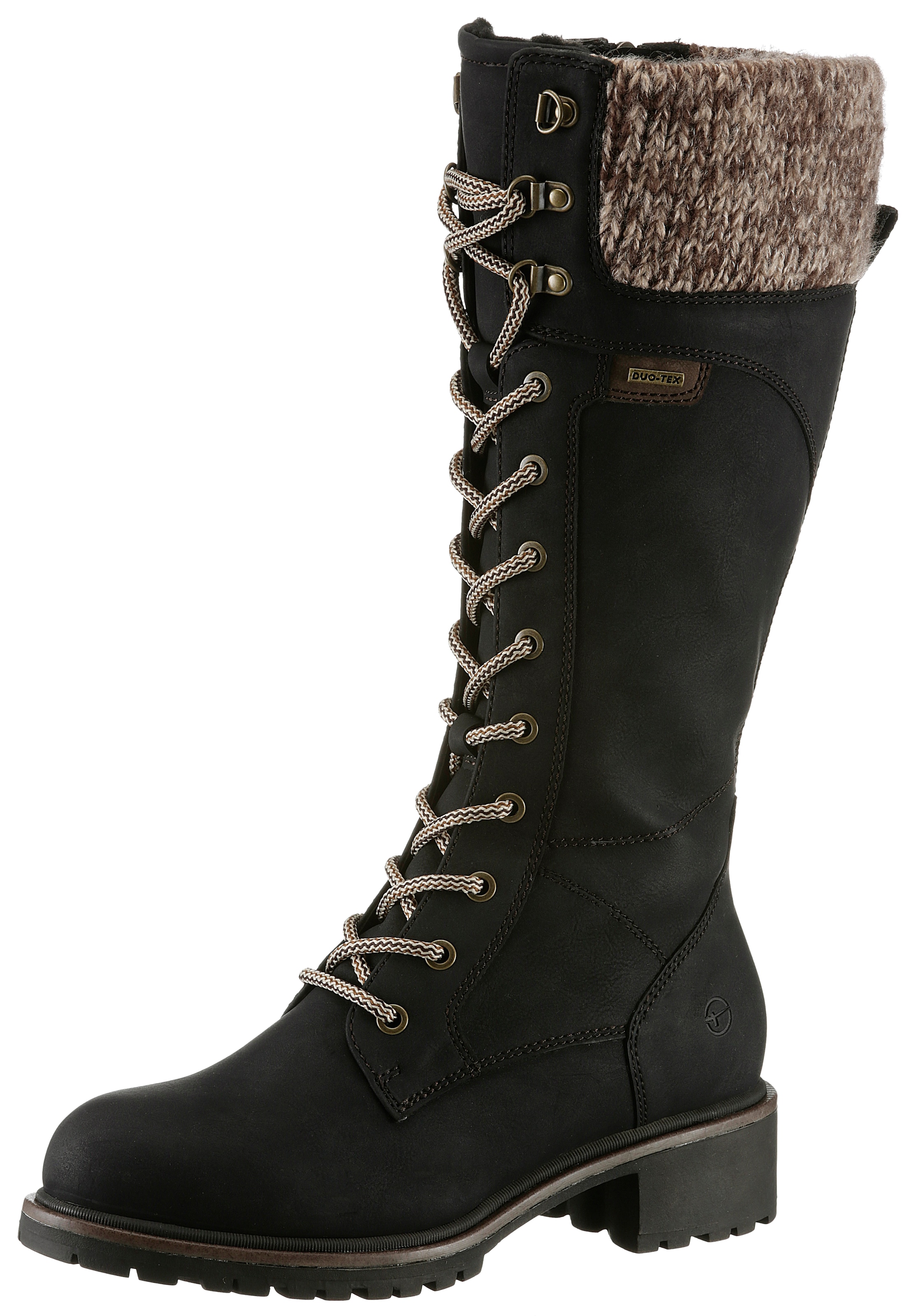 Tamaris Winterstiefel, Blockabsatz, Schnürstiefel, Langschaftstiefel, vegan günstig online kaufen