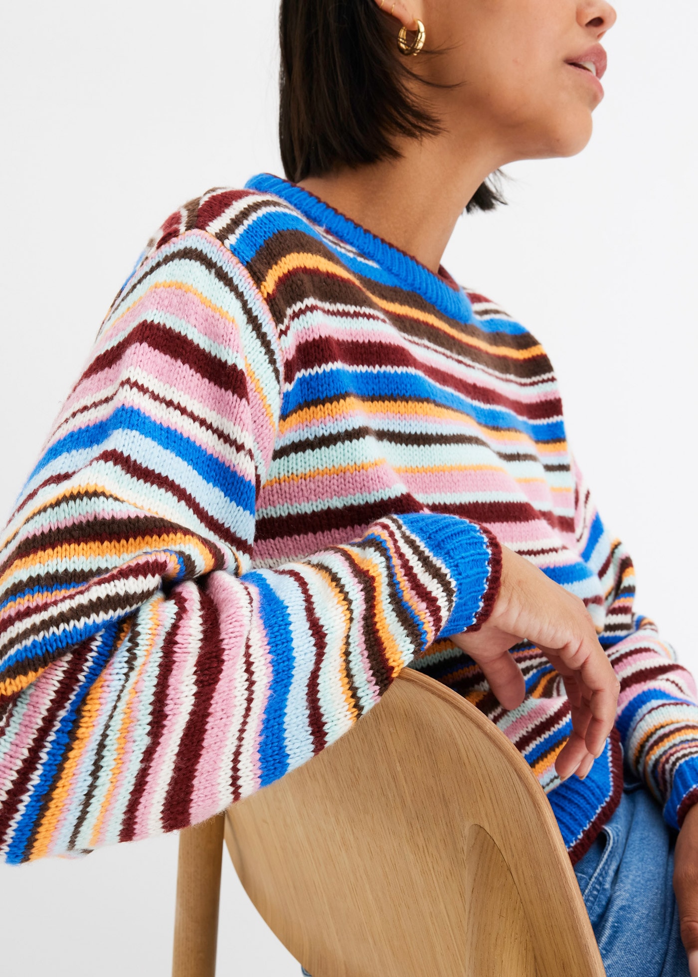 bonprix Strickpullover aus Polyacryl, gestreiftes Design, Oversize Passform