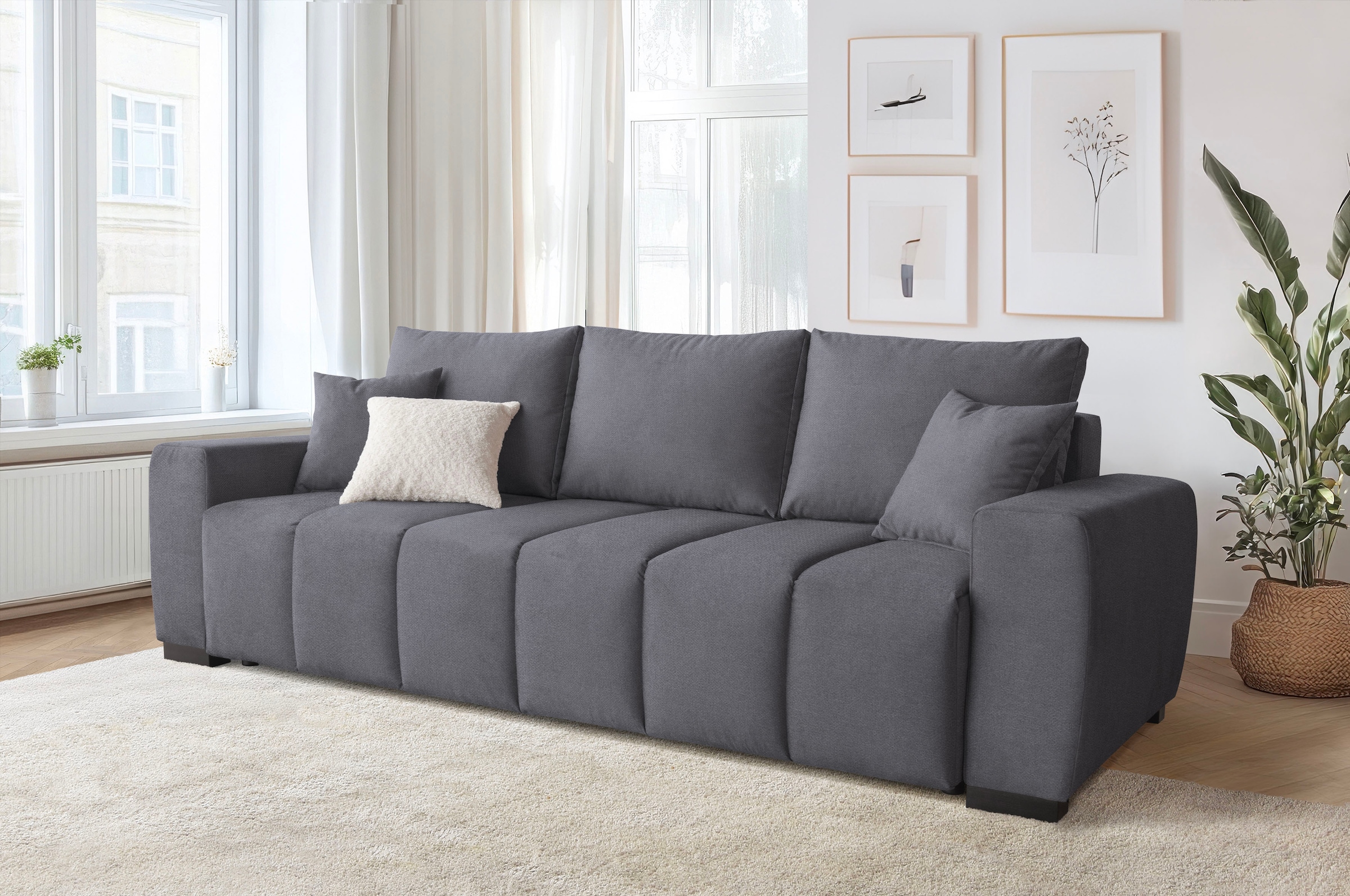 Home affaire Schlafsofa "Bello" mit Bettfunktion, Bettkasten, Frei im Raum günstig online kaufen