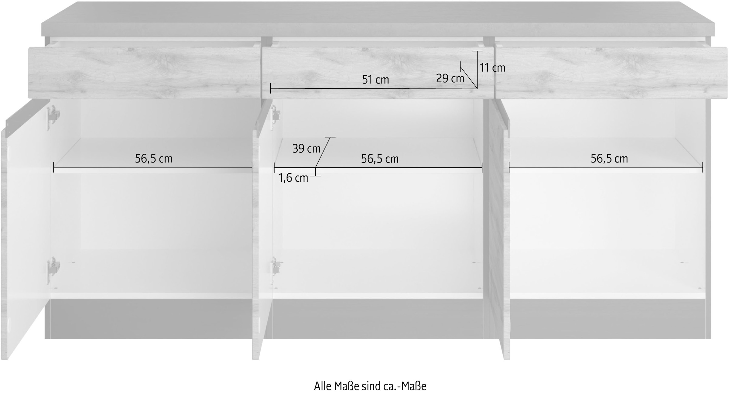 HELD 180 cm, MÖBEL MDF-Fronten »Riesa«, BAUR | Breite Unterschrank